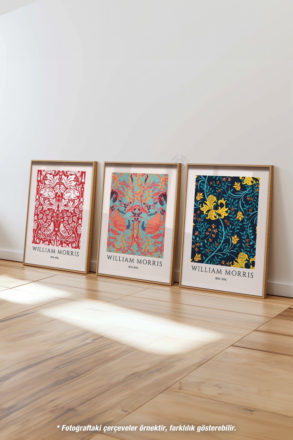 Etnik Desenli 3'lü Ahşap Çerçeveli Poster, Tablo Seti No:49