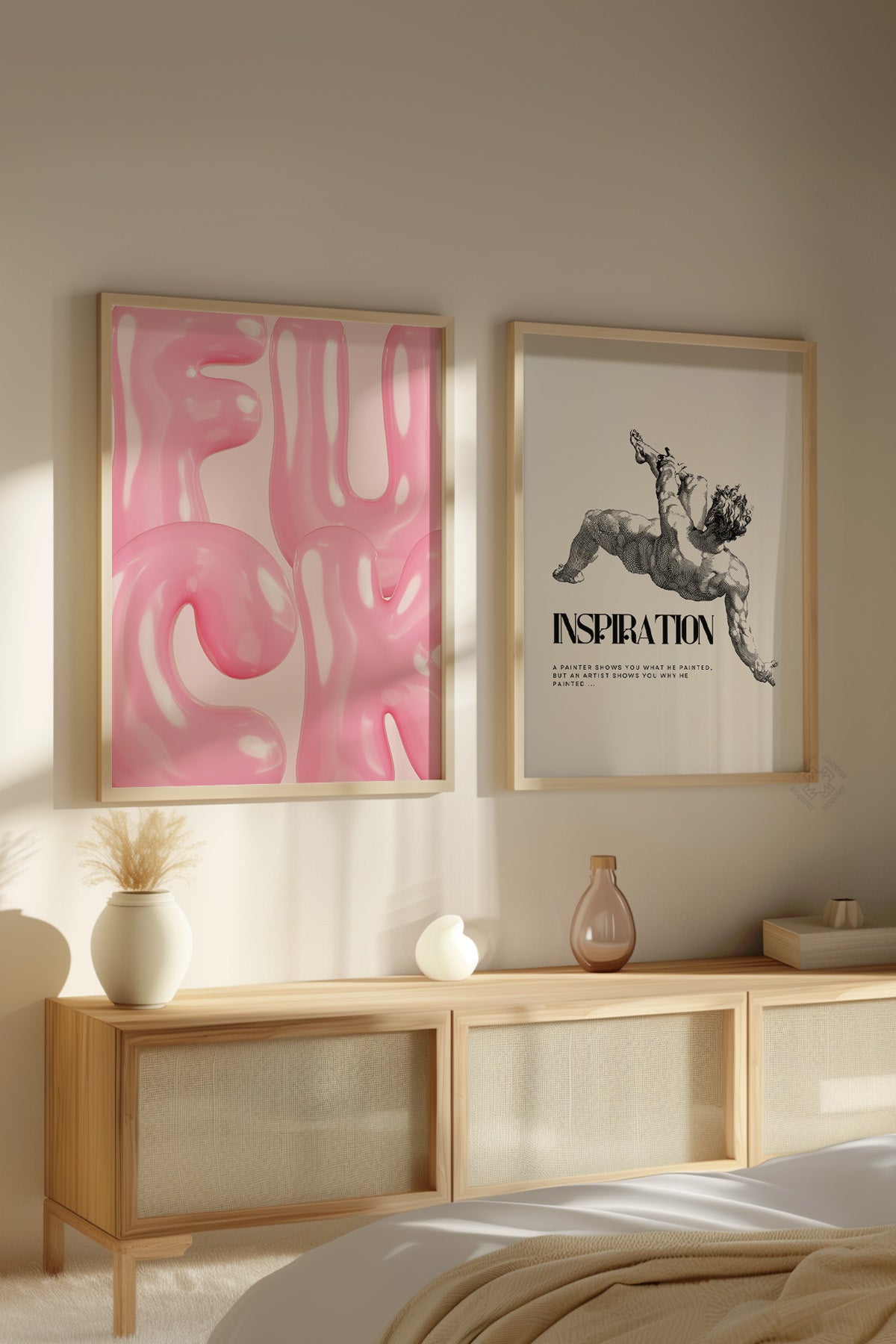 Modern Sanatsal 2'li Ahşap Çerçeveli Poster, Tablo Seti No:9