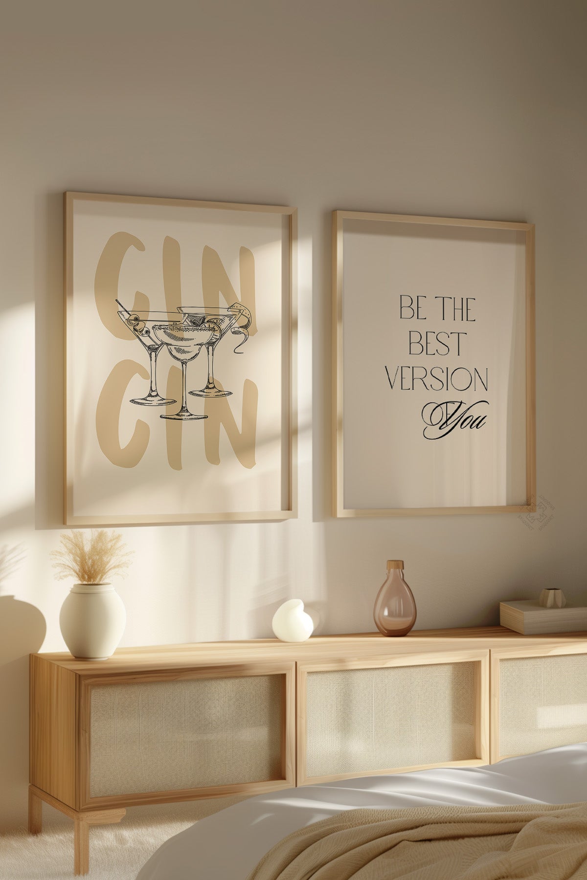 Bohem 2'li Ahşap Çerçeveli Poster, Tablo Seti No:4
