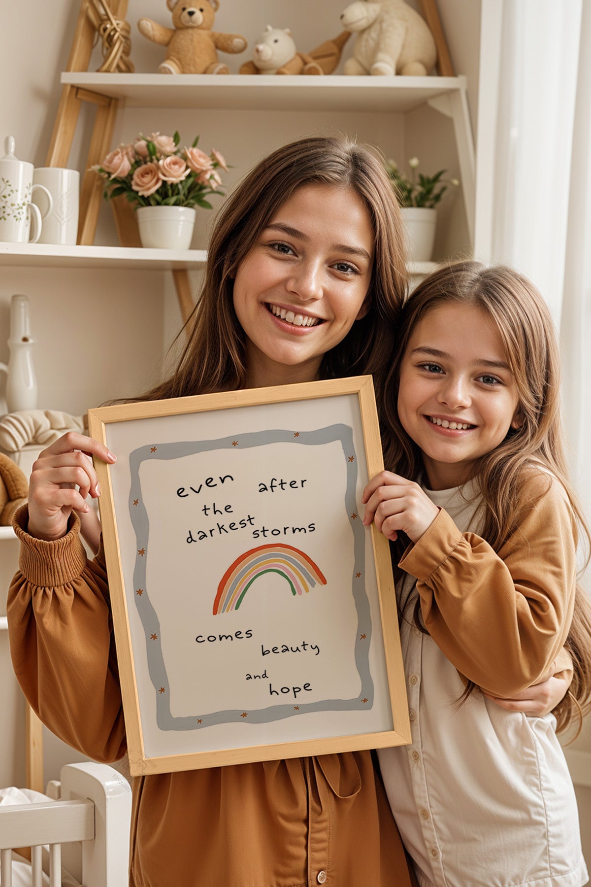 Çocuk Odası, Bebek Odası Ahşap Çerçeveli Poster, Tablo No:197