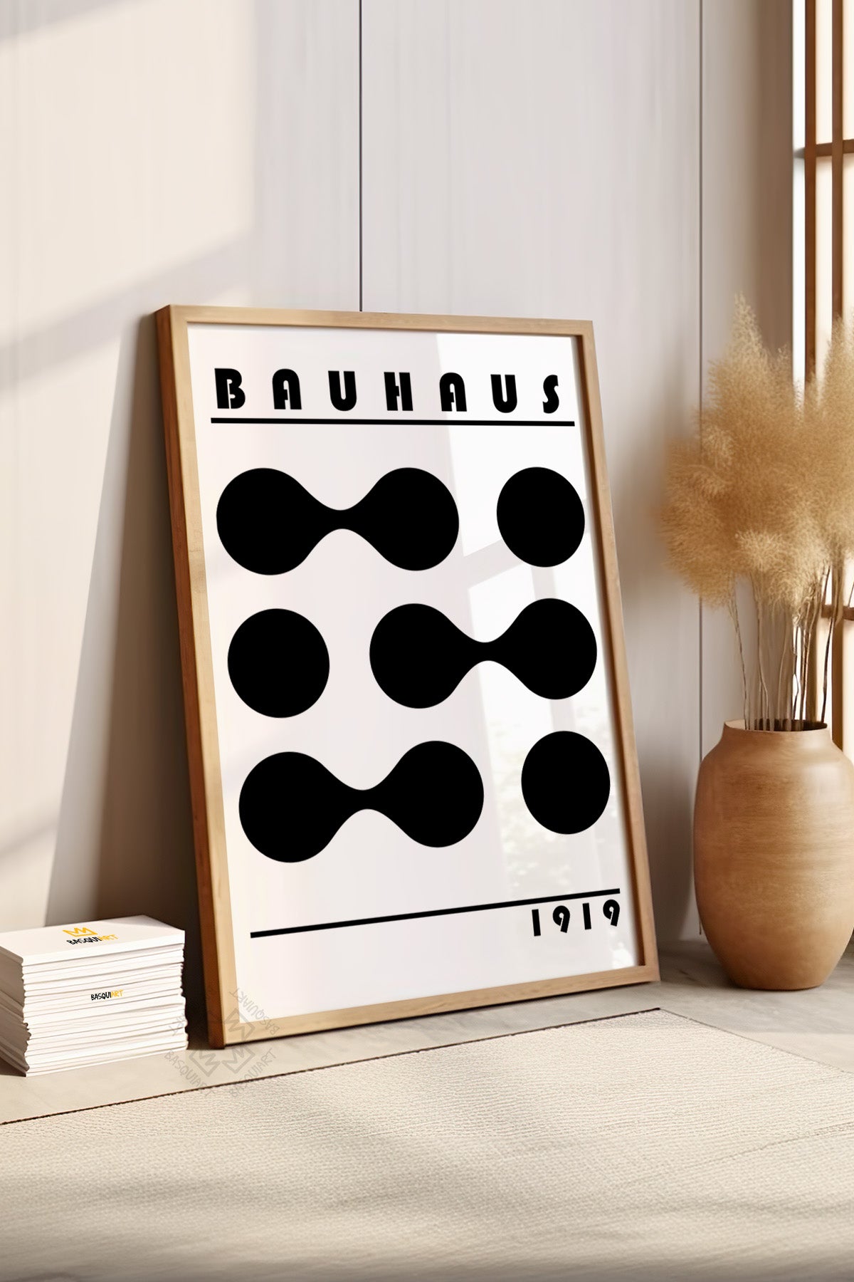 Bauhaus Serisi Ahşap Çerçeveli Poster, Tablo No:53