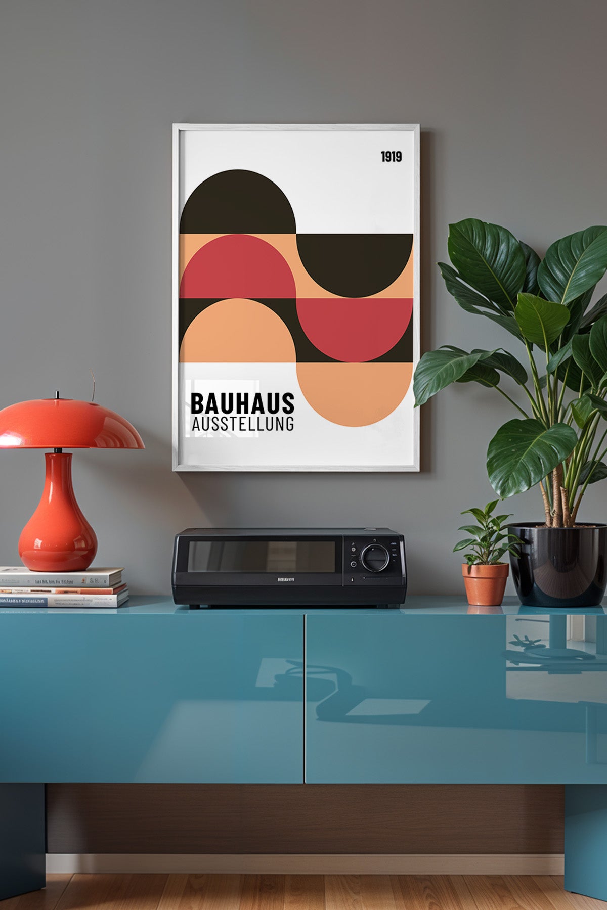 Bauhaus Serisi Beyaz Çerçeveli Poster, Tablo No:88