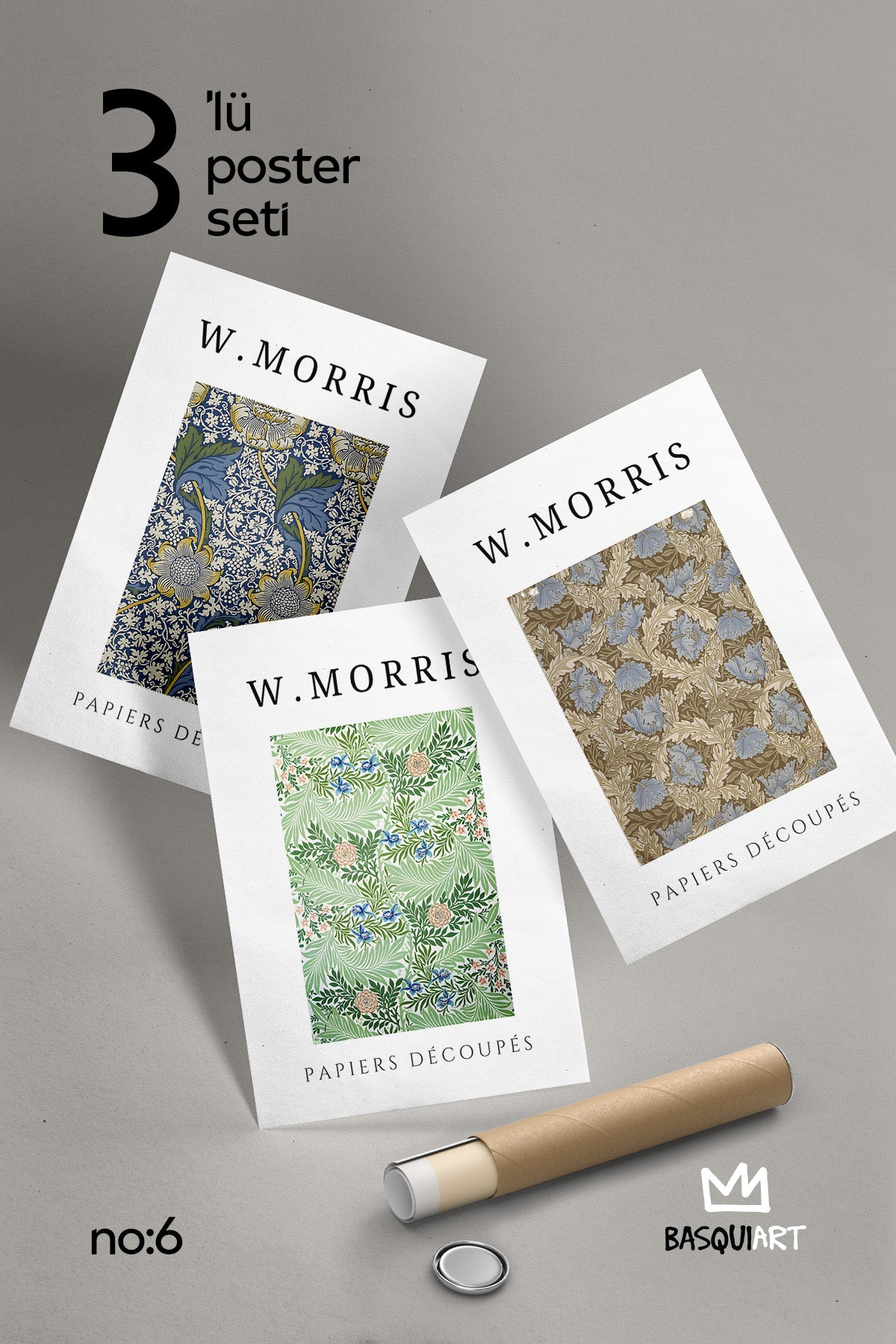 William Morris 3'lü Poster Seti, Duvar Dekoru No:6