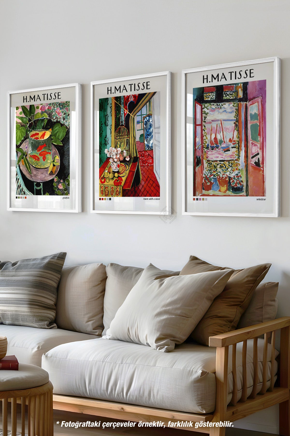 H Matisse 3'lü Beyaz Çerçeveli Poster, Tablo Seti No:38