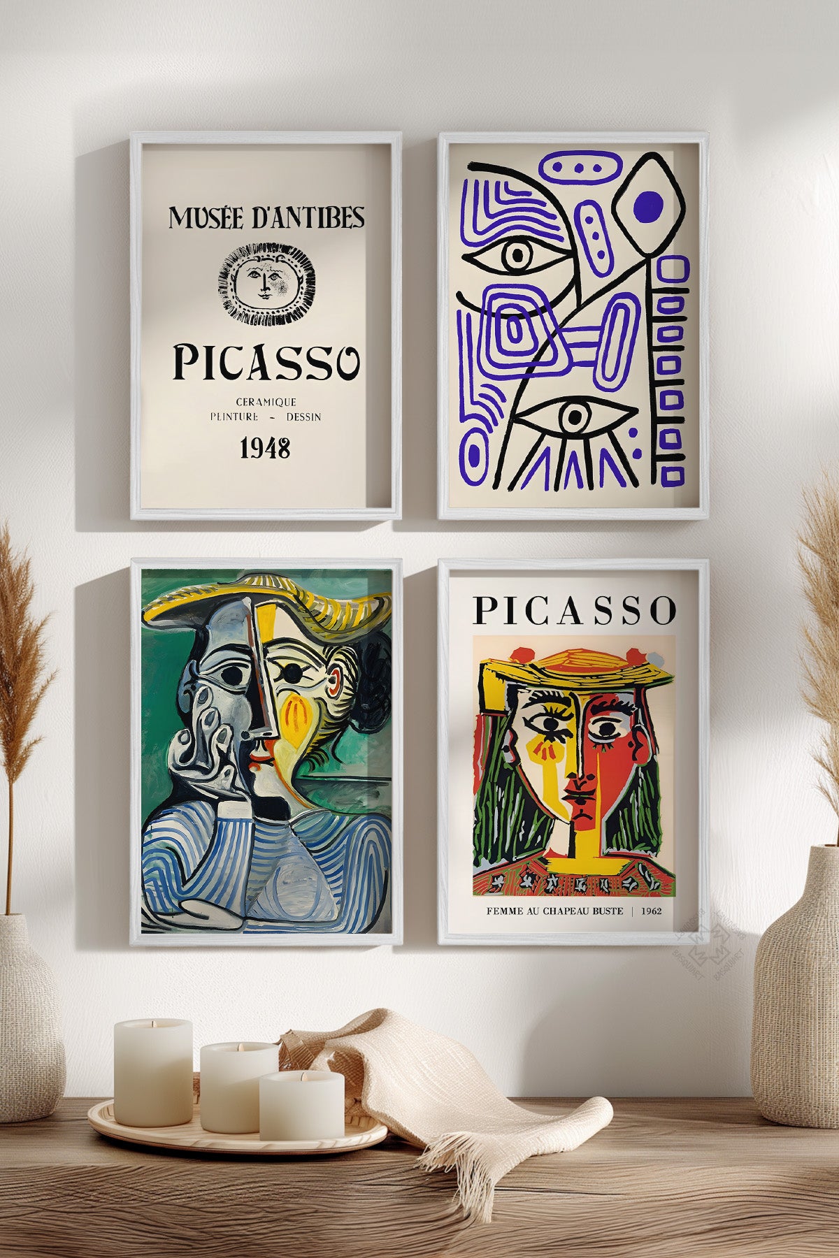 Picasso 4'lü Beyaz Çerçeveli Poster, Tablo Seti No:33