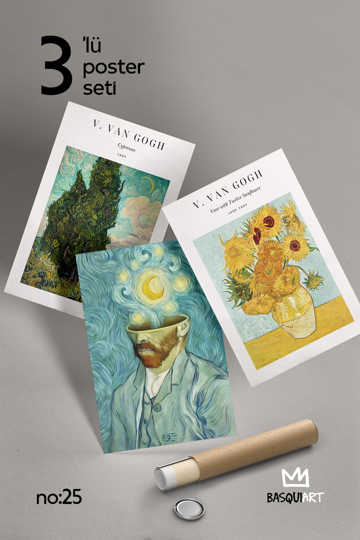 Van Gogh 3'lü Poster Seti, Duvar Dekoru No:25