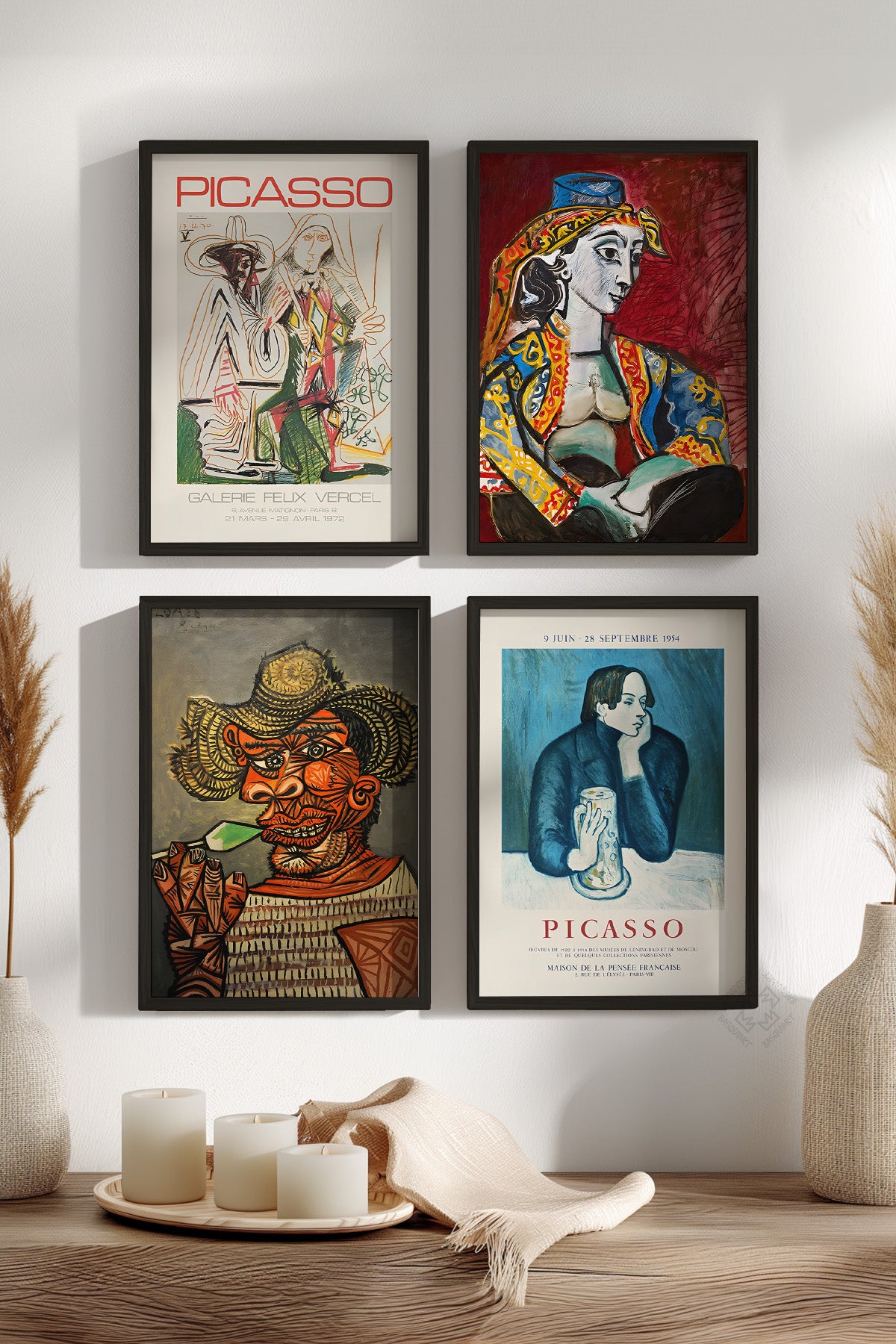 Picasso Sanatsal 4'lü Siyah Çerçeveli Poster, Tablo Seti No:37