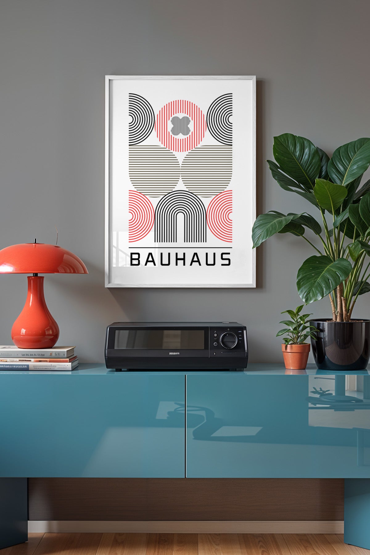 Bauhaus Serisi Beyaz Çerçeveli Poster, Tablo No:116