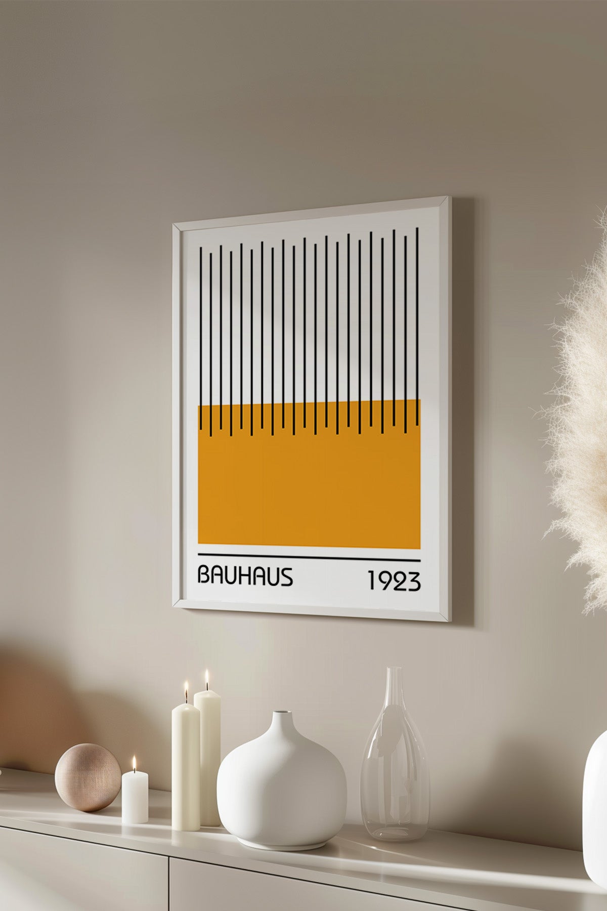Bauhaus Serisi Beyaz Çerçeveli Poster, Tablo No:38