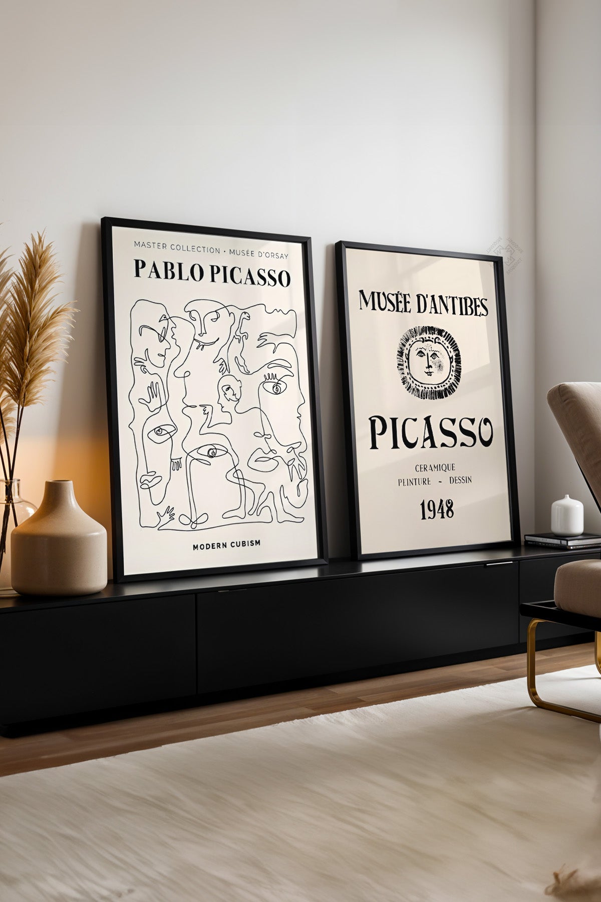 Picasso Minimal 2'li Siyah Çerçeveli Poster, Tablo Seti No:25
