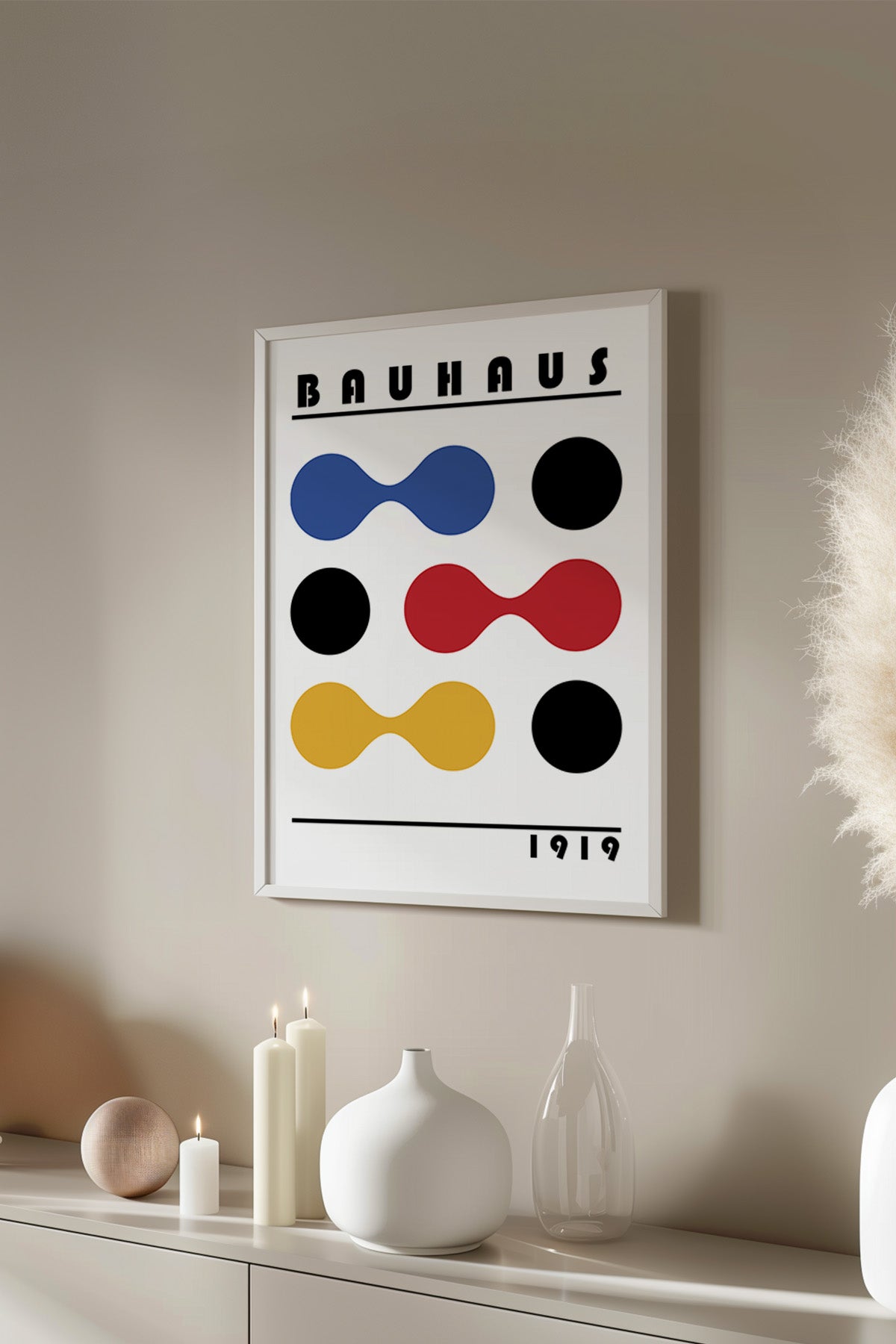 Bauhaus Serisi Beyaz Çerçeveli Poster, Tablo No:54