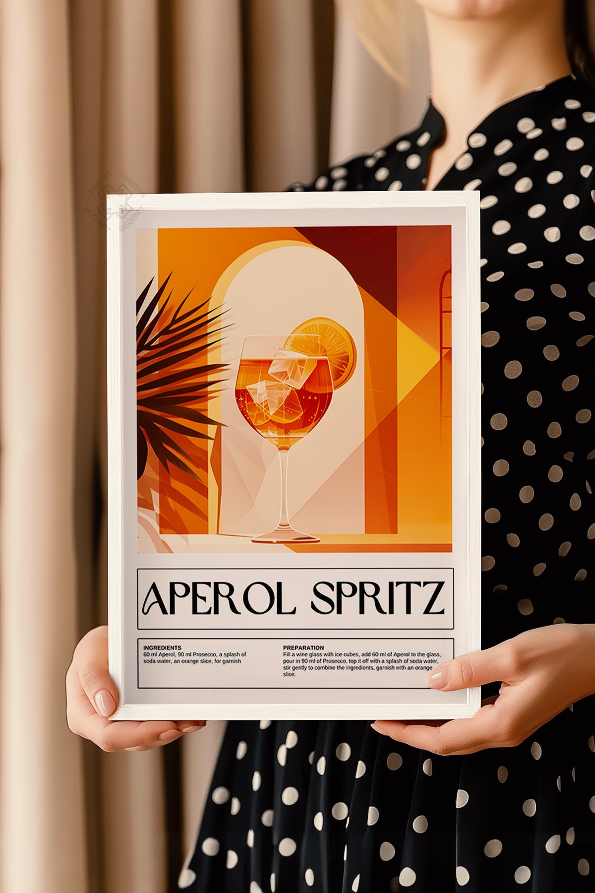 Kokteyl Serisi Beyaz Çerçeveli Poster, Tablo, Cafe, Restoran, Mutfak Duvar Dekoru No:6