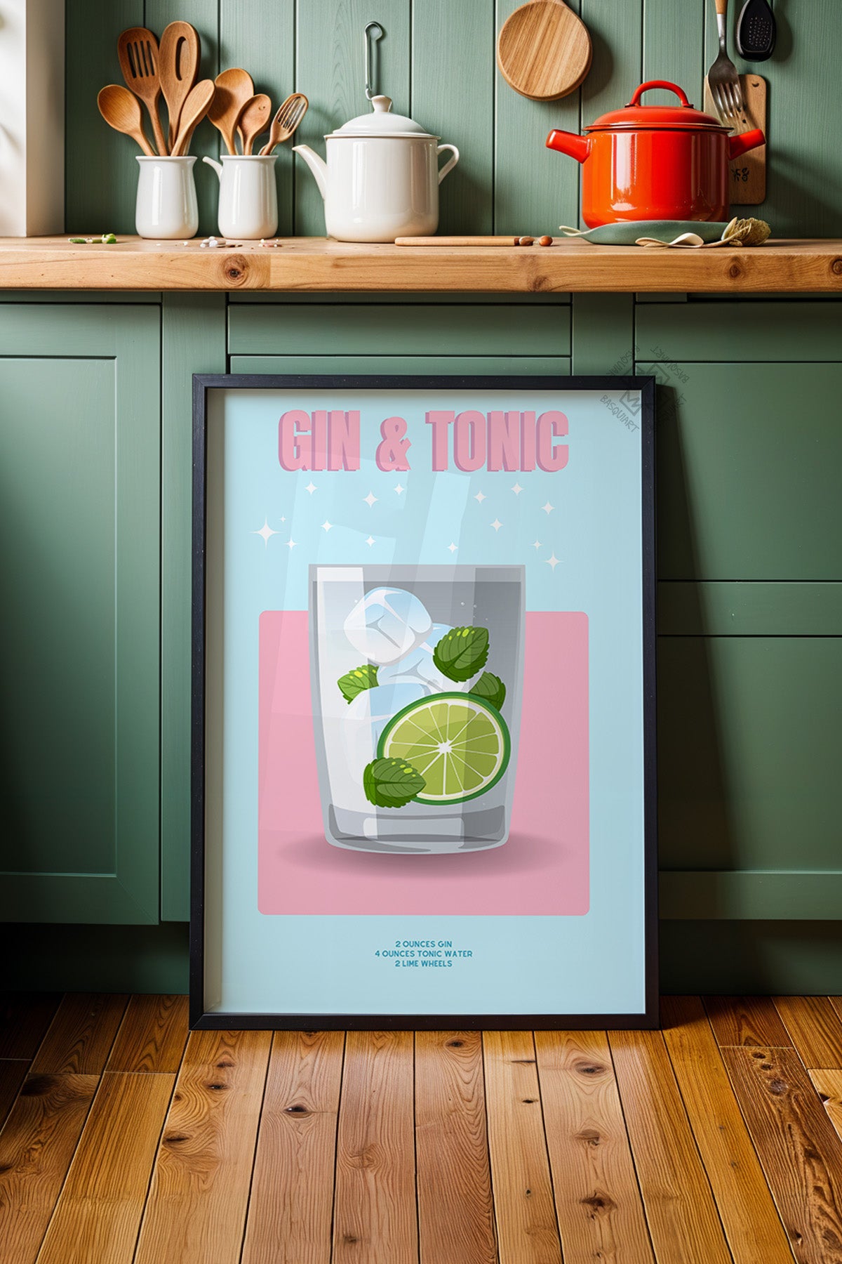 Kokteyl Serisi Siyah Çerçeveli Poster, Tablo, Cafe, Restoran, Mutfak Duvar Dekoru No:57