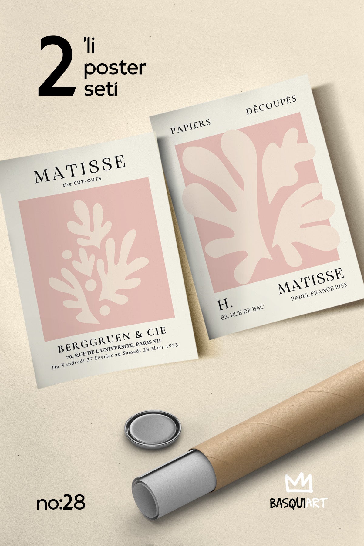 Pembe Matisse 2'li Poster Seti, Duvar Dekoru No:28