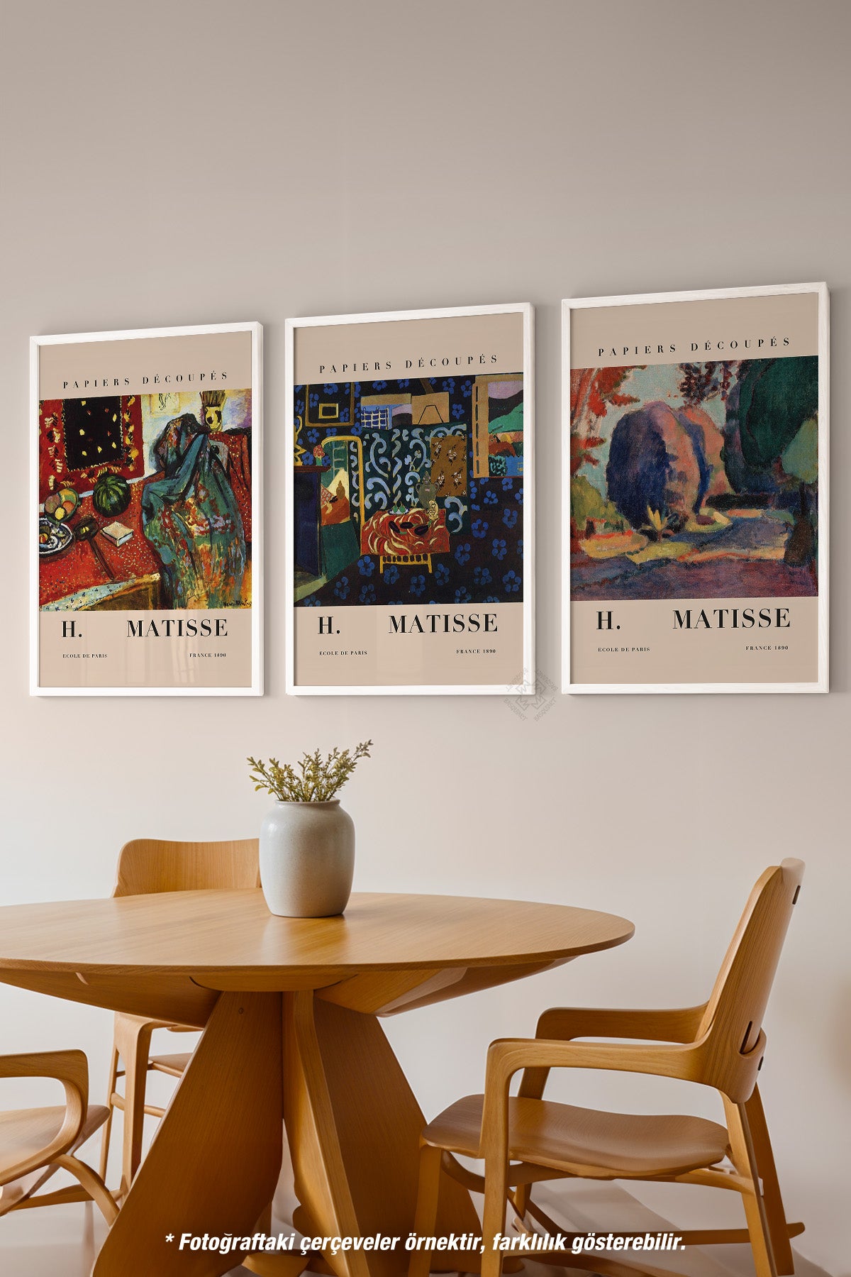 Henri Matisse 3'lü Beyaz Çerçeveli Poster, Tablo Seti No:18