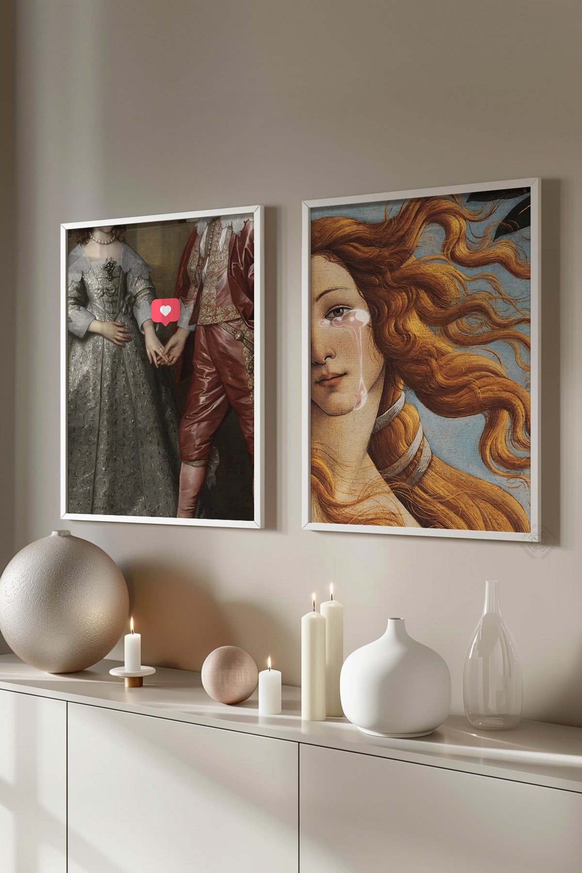 Alternatif Sanat 2'li Beyaz Çerçeveli Poster, Tablo Seti No:13