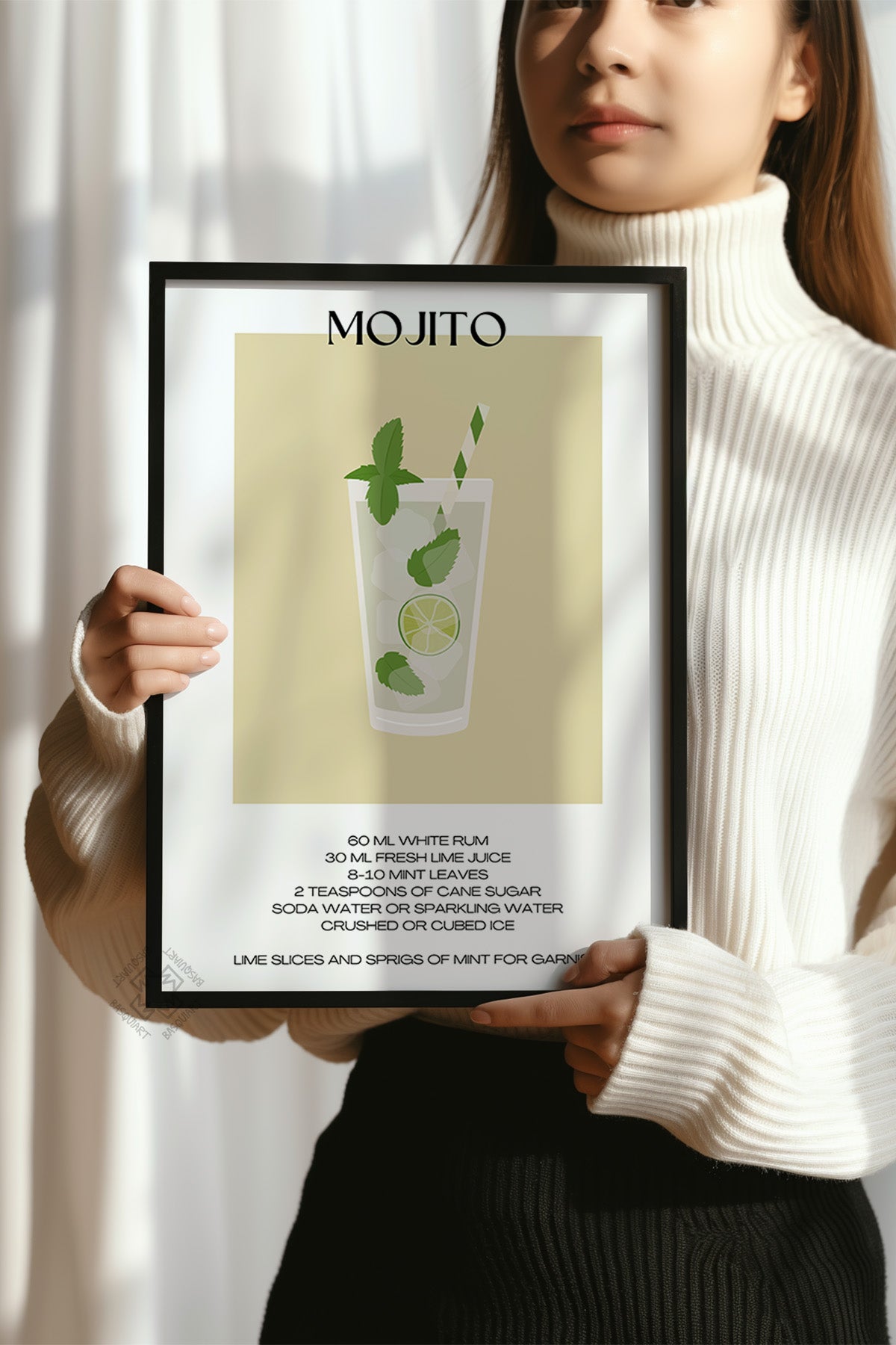 Kokteyl Serisi Siyah Çerçeveli Poster, Tablo, Cafe, Restoran, Mutfak Duvar Dekoru No:26