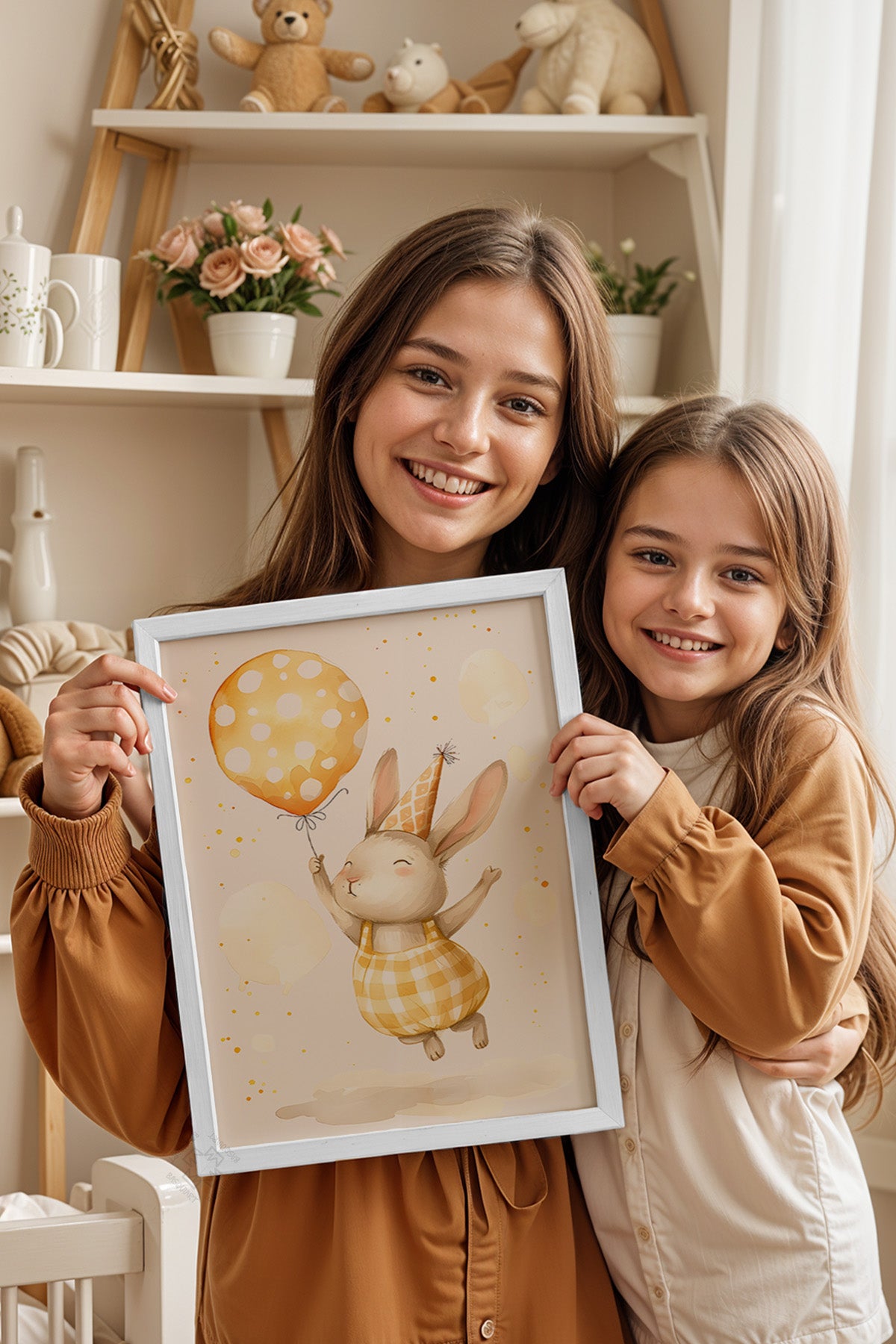Çocuk Odası, Bebek Odası Beyaz Çerçeveli Poster, Tablo No:58