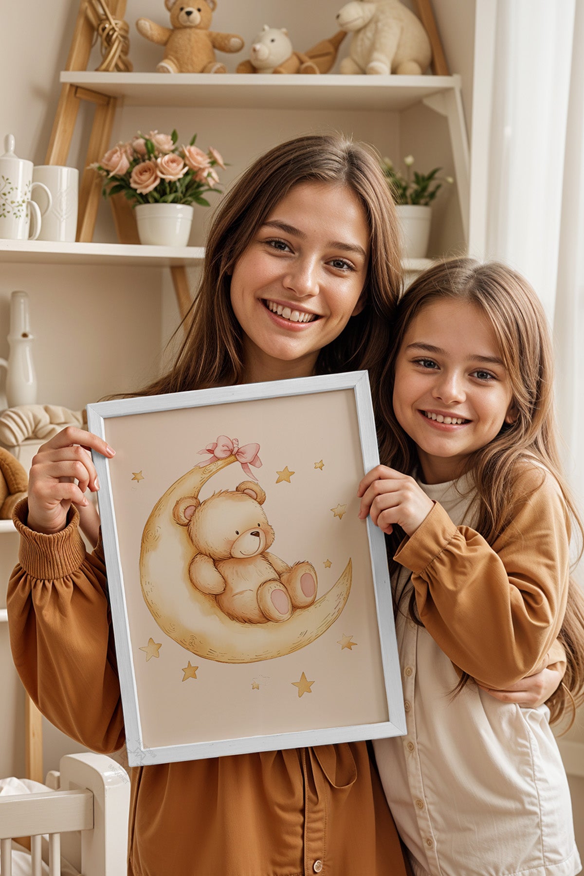 Çocuk Odası, Bebek Odası Beyaz Çerçeveli Poster, Tablo No:54