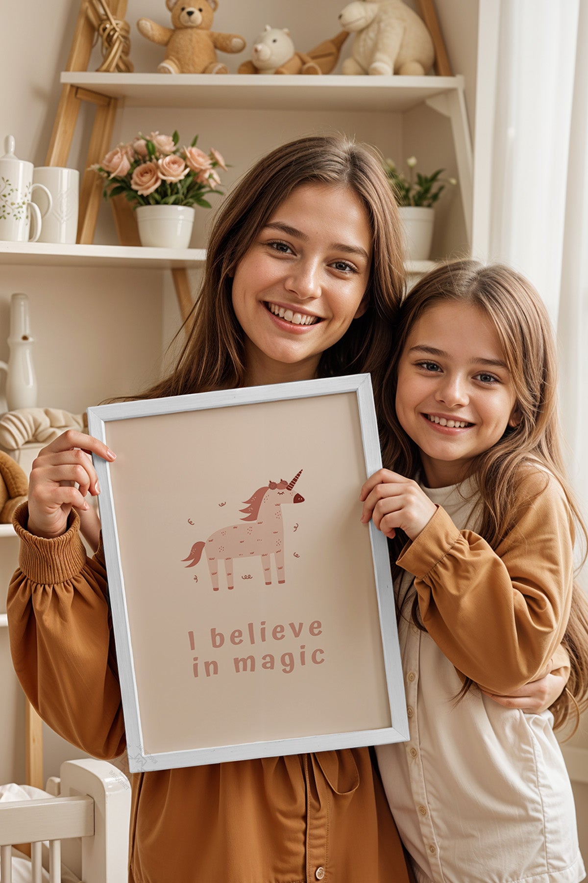 Çocuk Odası, Bebek Odası Beyaz Çerçeveli Poster, Tablo No:21