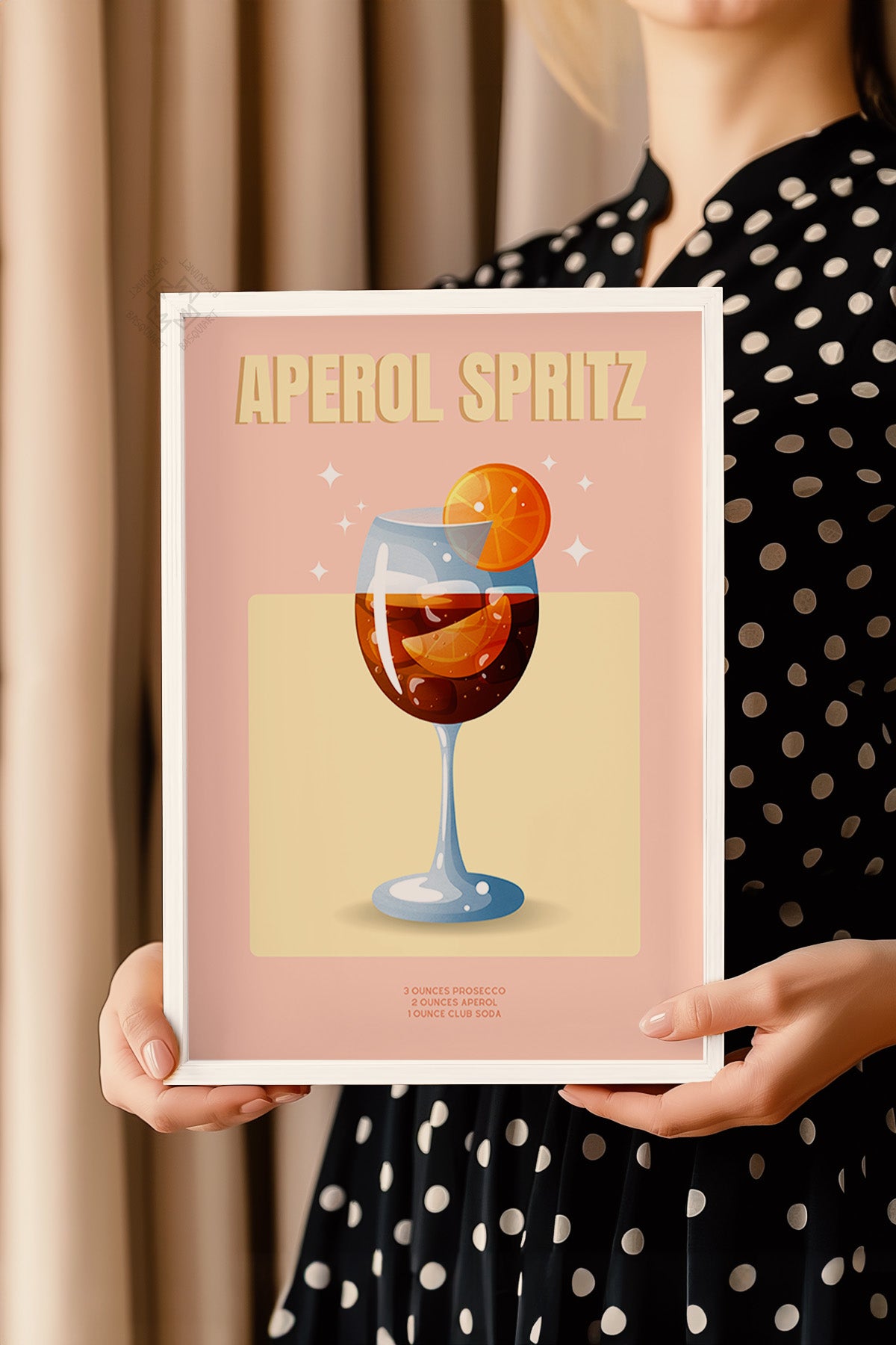 Kokteyl Serisi Beyaz Çerçeveli Poster, Tablo, Cafe, Restoran, Mutfak Duvar Dekoru No:49