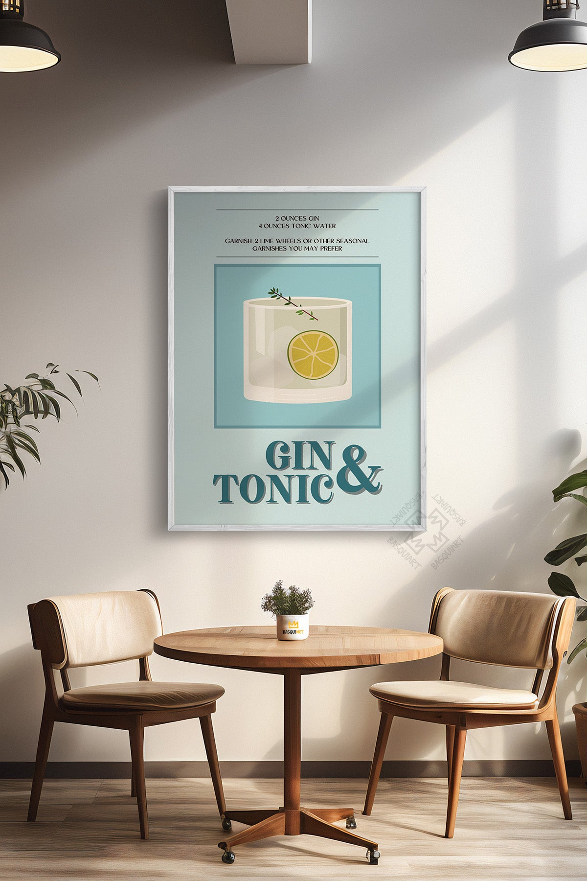 Kokteyl Serisi Beyaz Çerçeveli Poster, Tablo, Cafe, Restoran, Mutfak Duvar Dekoru No:52