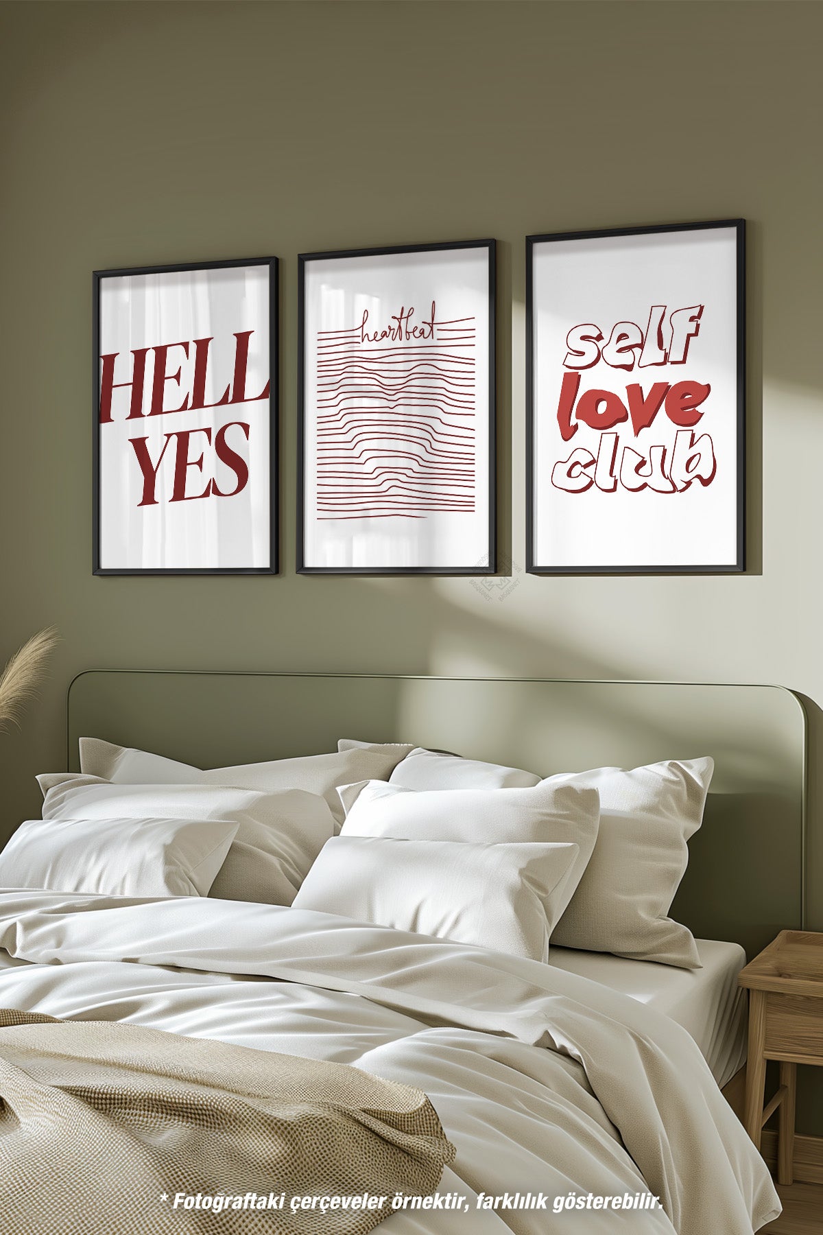 Modern Tipografi 3'lü Siyah Çerçeveli Poster, Tablo Seti No:26