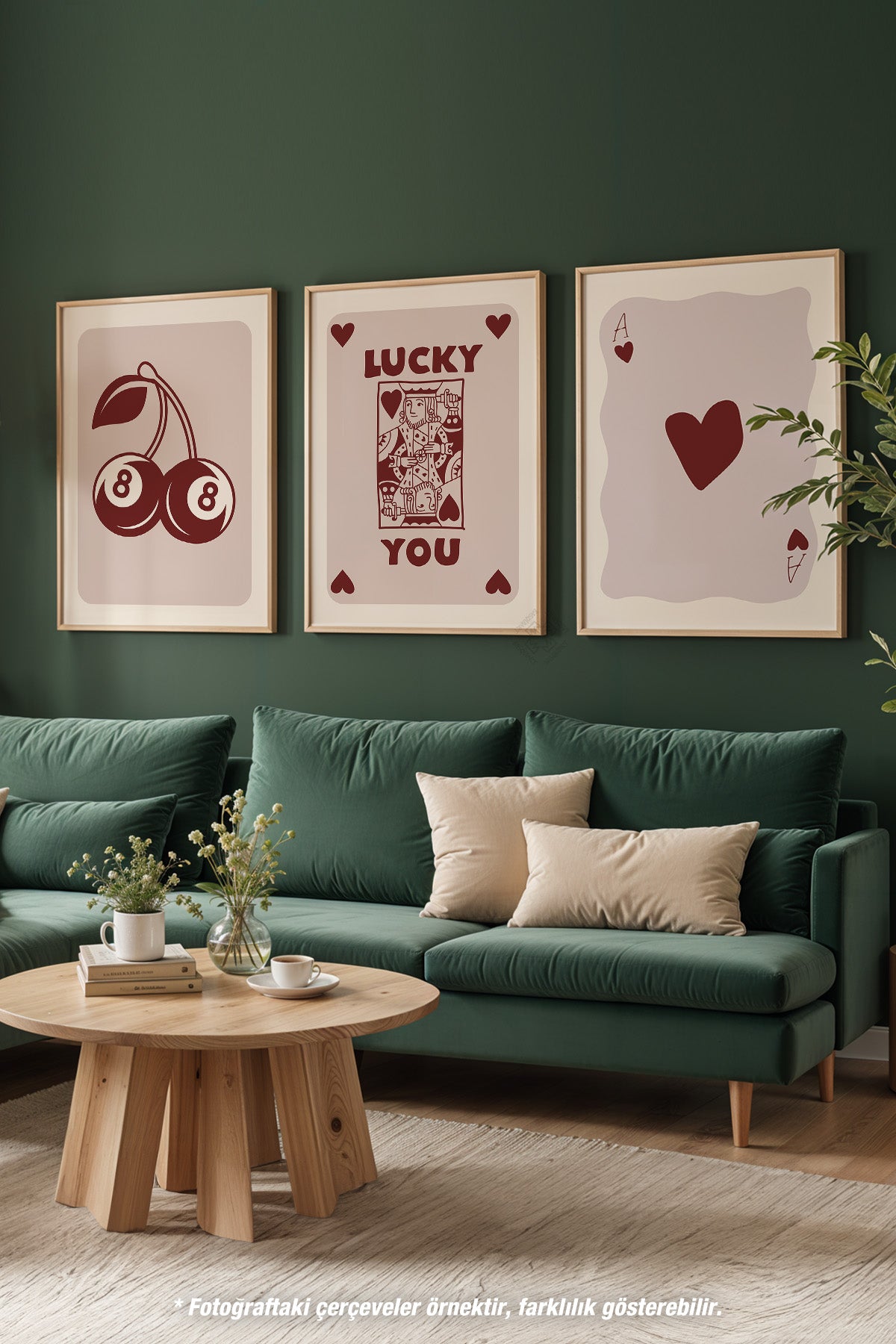 İskambil 3'lü Ahşap Çerçeveli Poster, Tablo Seti No:29
