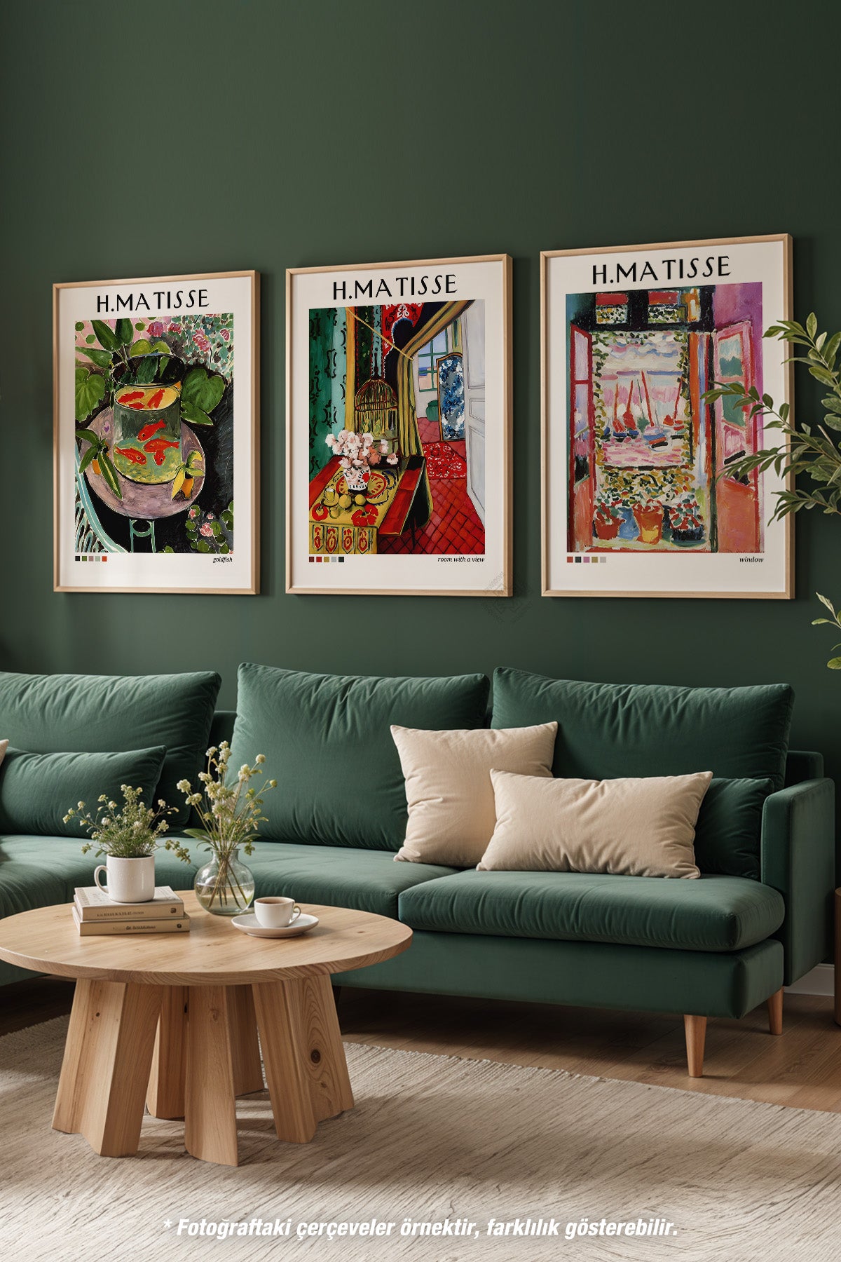 H Matisse 3'lü Ahşap Çerçeveli Poster, Tablo Seti No:38