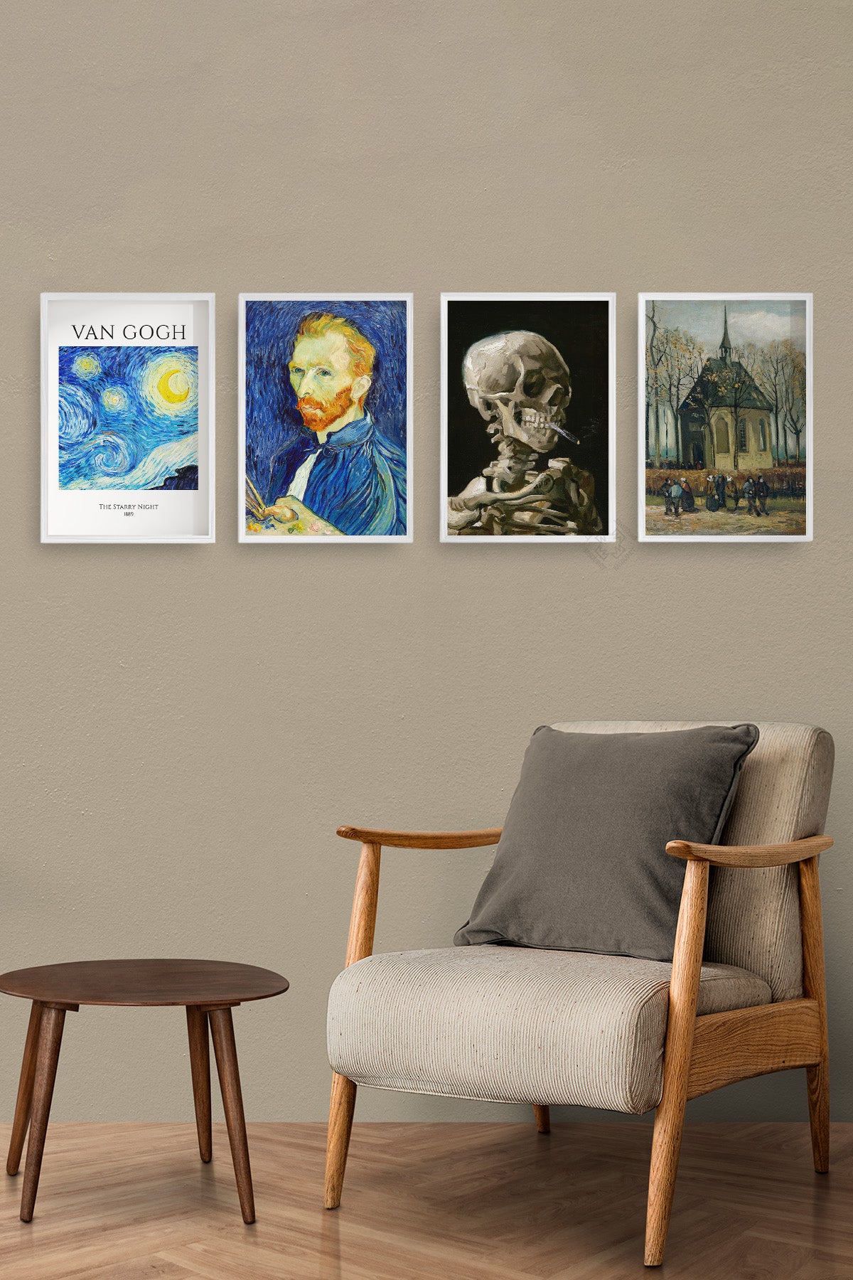 Van Gogh Sanatsal 4'lü Beyaz Çerçeveli Poster, Tablo Seti No:49
