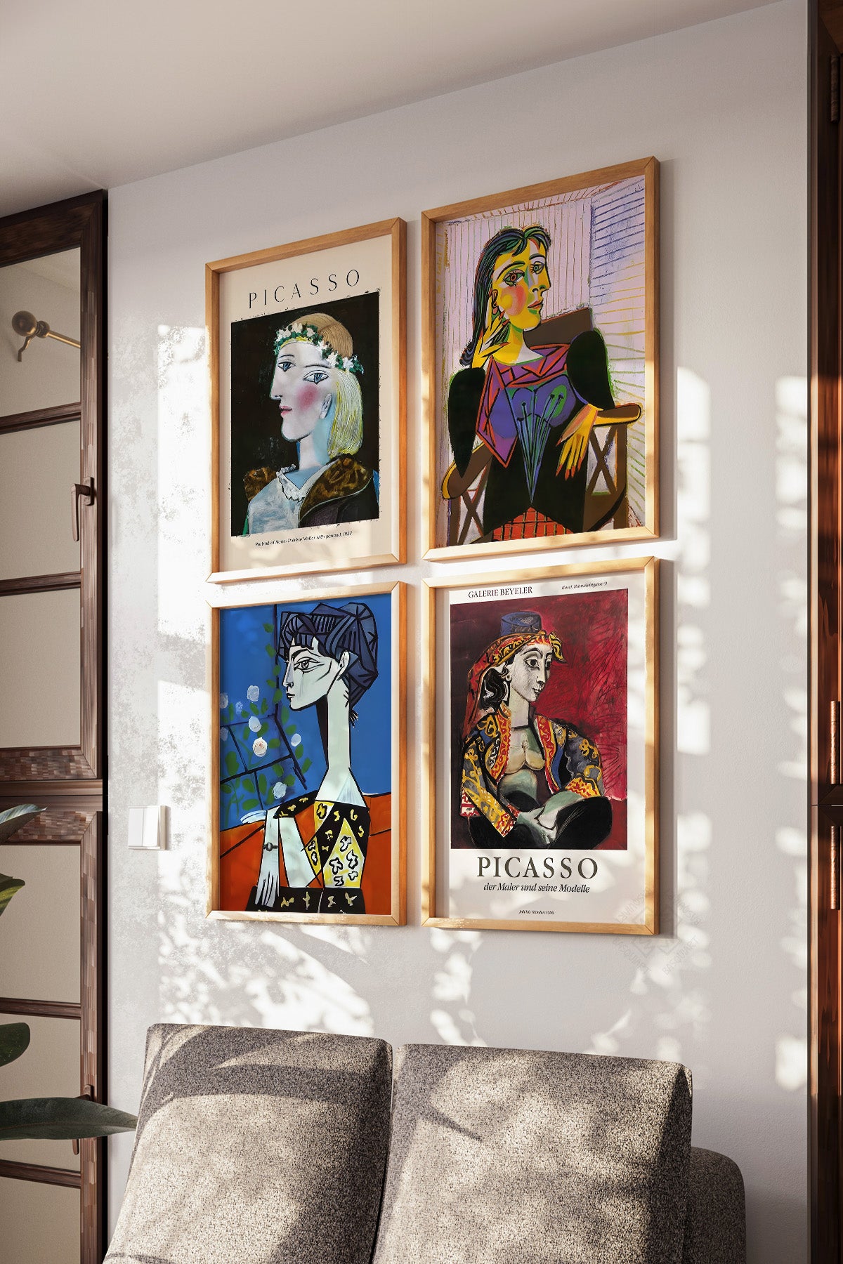 Picasso Sanatsal 4'lü Ahşap Çerçeveli Poster, Tablo Seti No:39