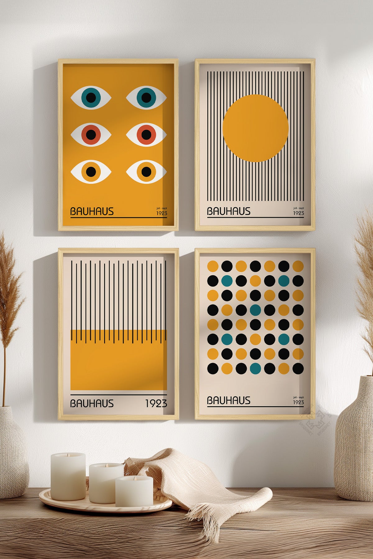 Bauhaus 4'lü Ahşap Çerçeveli Poster, Tablo Seti No:31