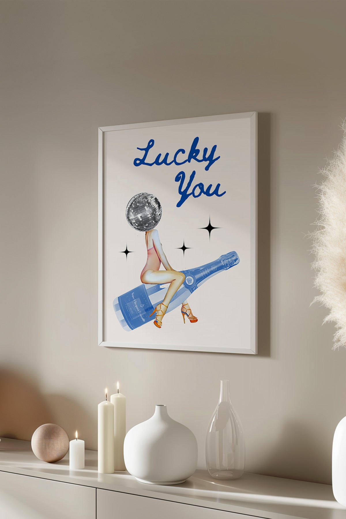 Lucky You Serisi Beyaz Çerçeveli Poster, Tablo Duvar Dekoru No:30