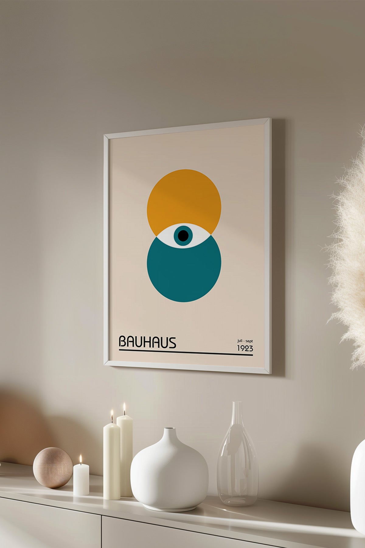 Bauhaus Serisi Beyaz Çerçeveli Poster, Tablo No:21