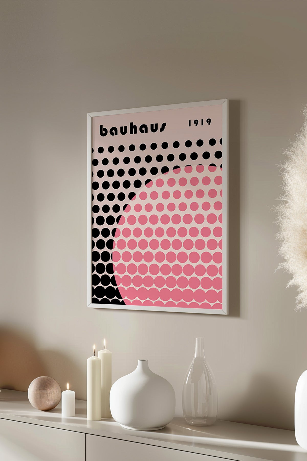 Bauhaus Serisi Beyaz Çerçeveli Poster, Tablo No:72
