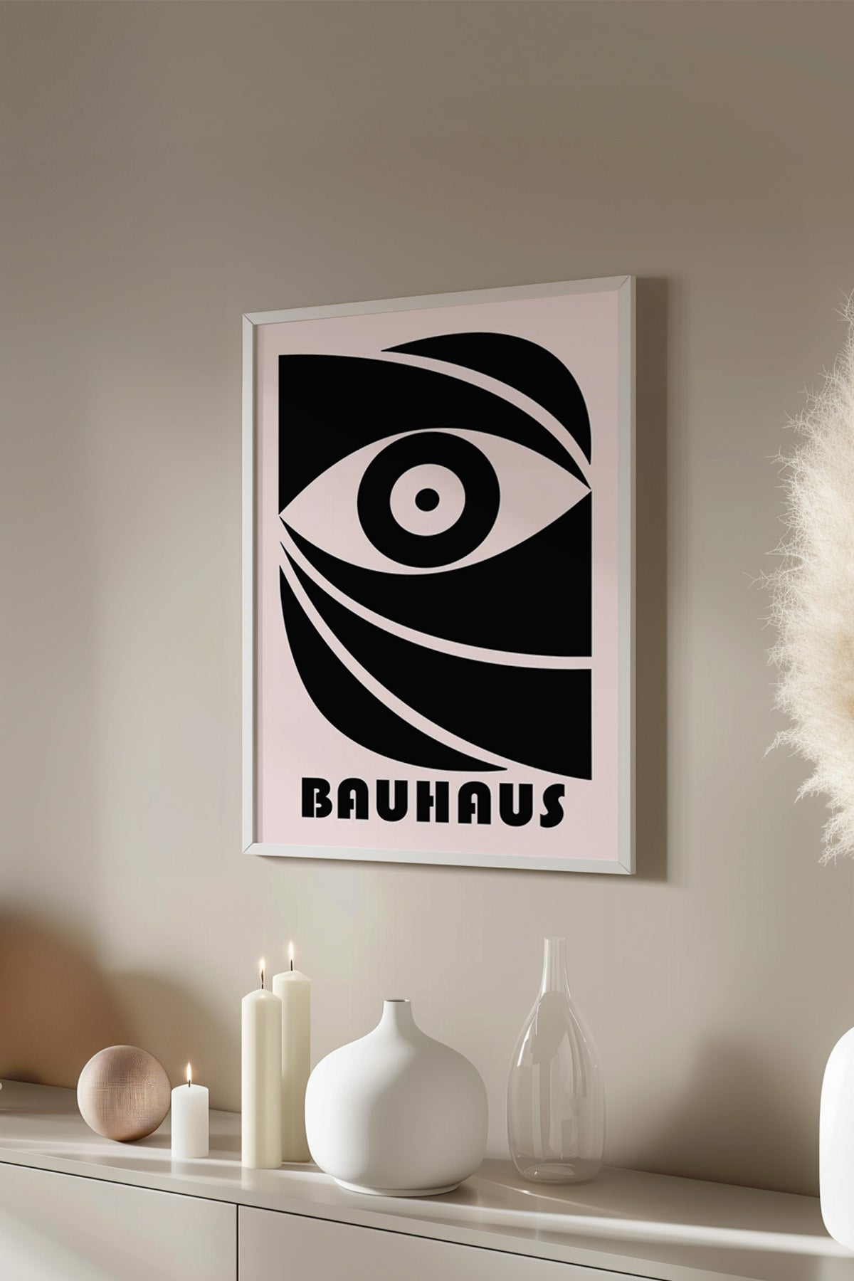 Bauhaus Serisi Beyaz Çerçeveli Poster, Tablo No:62