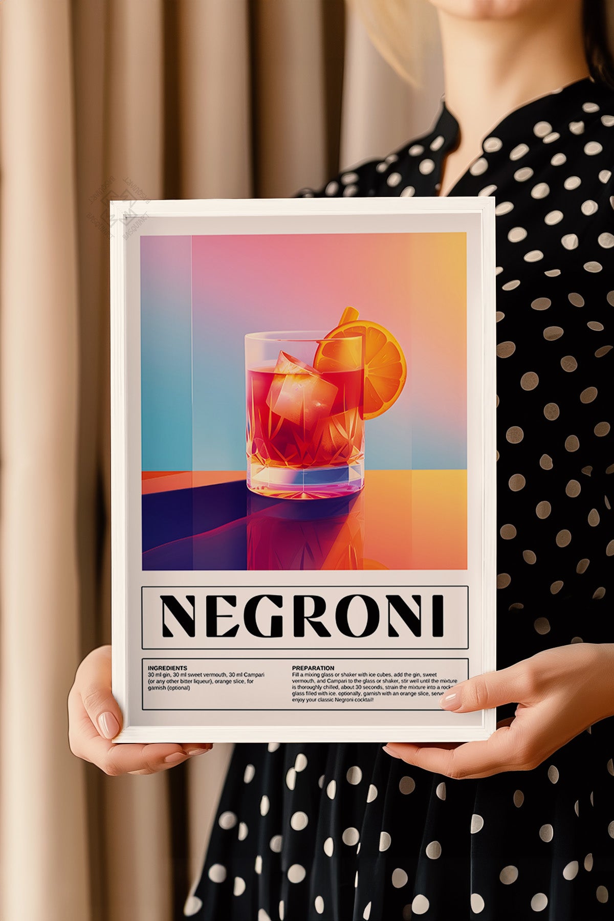 Kokteyl Serisi Beyaz Çerçeveli Poster, Tablo, Cafe, Restoran, Mutfak Duvar Dekoru No:2