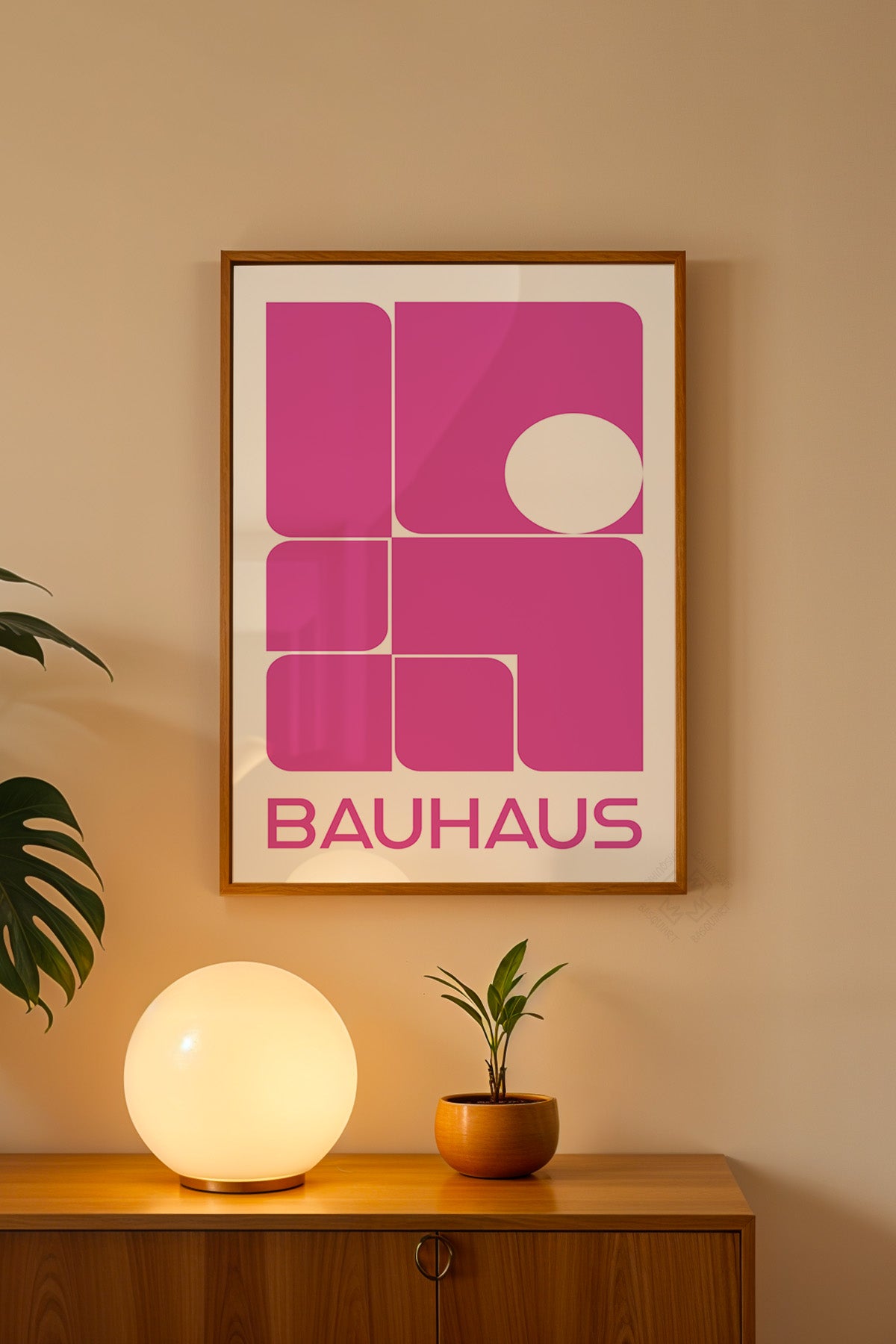 Bauhaus Serisi Ahşap Çerçeveli Poster, Tablo No:83
