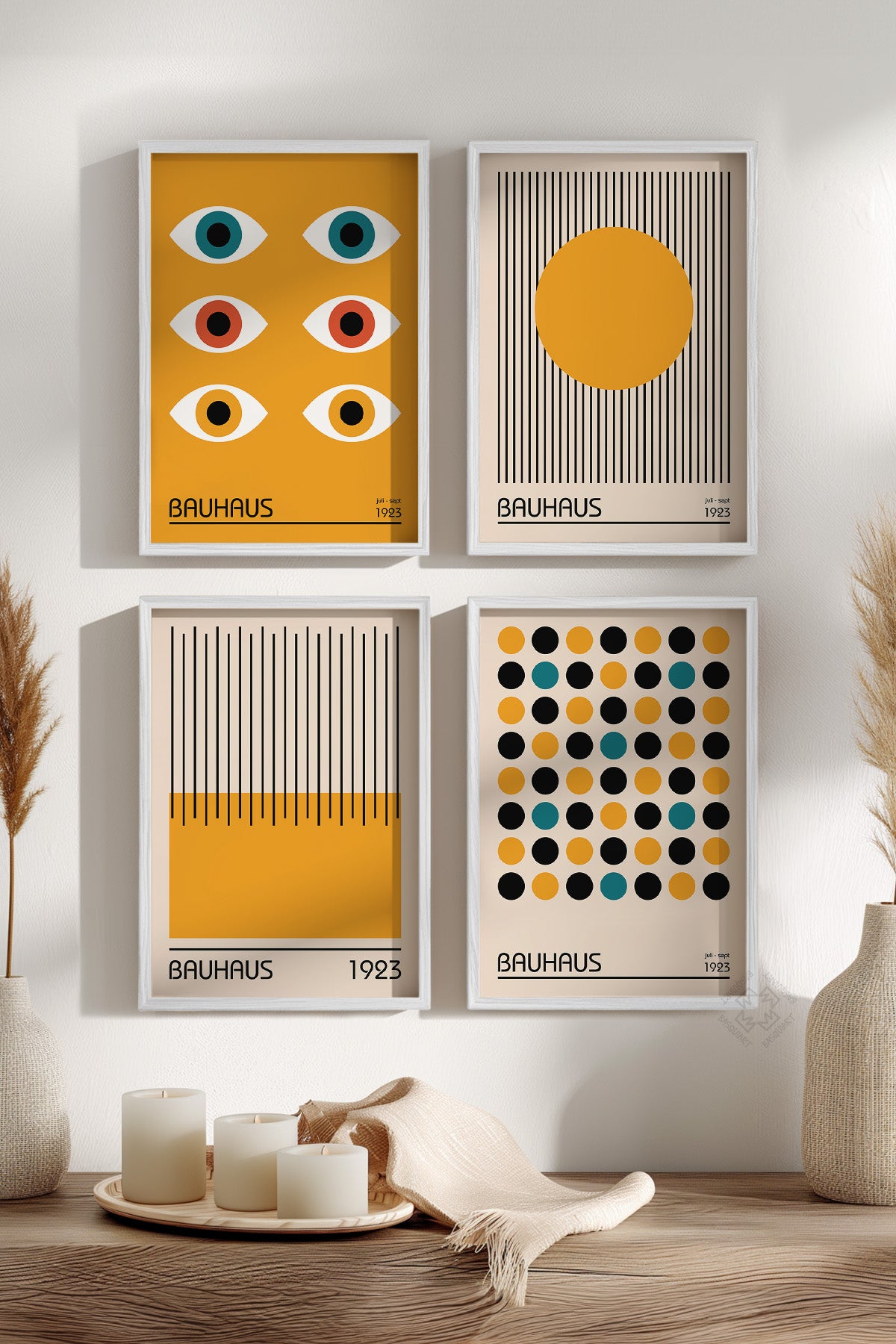 Bauhaus 4'lü Beyaz Çerçeveli Poster, Tablo Seti No:31