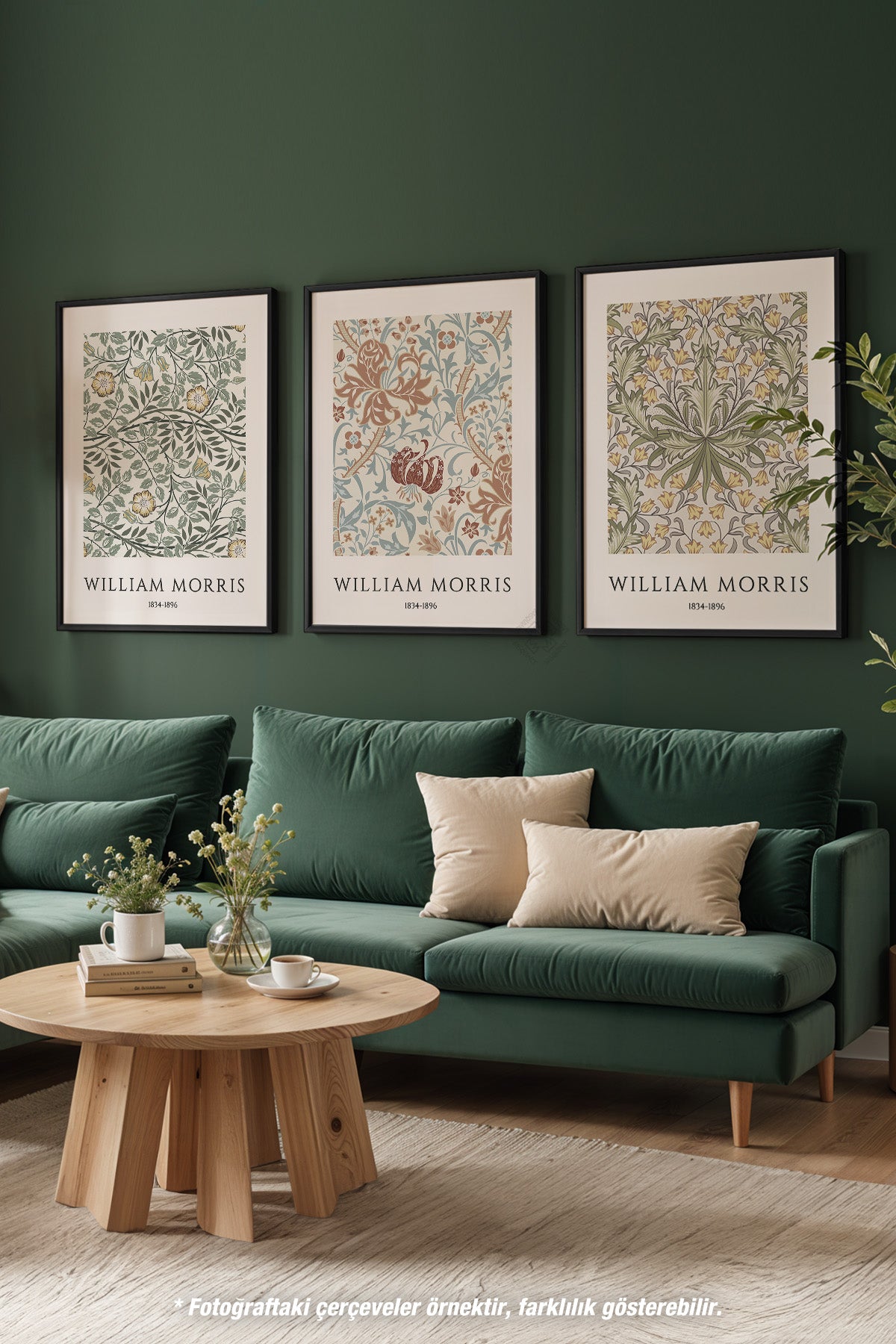 William Morris 3'lü Siyah Çerçeveli Poster, Tablo Seti No:31