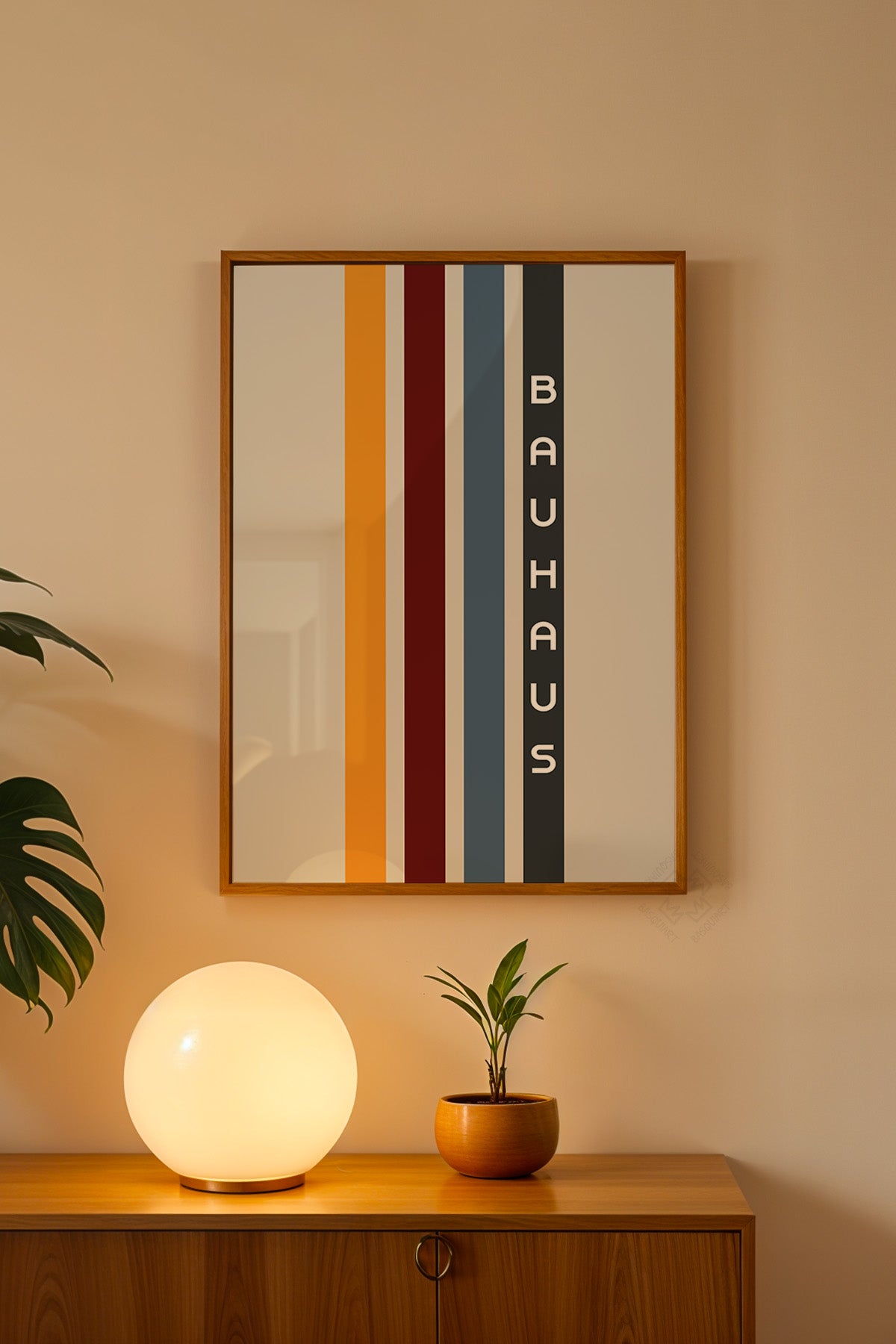 Bauhaus Serisi Ahşap Çerçeveli Poster, Tablo No:95