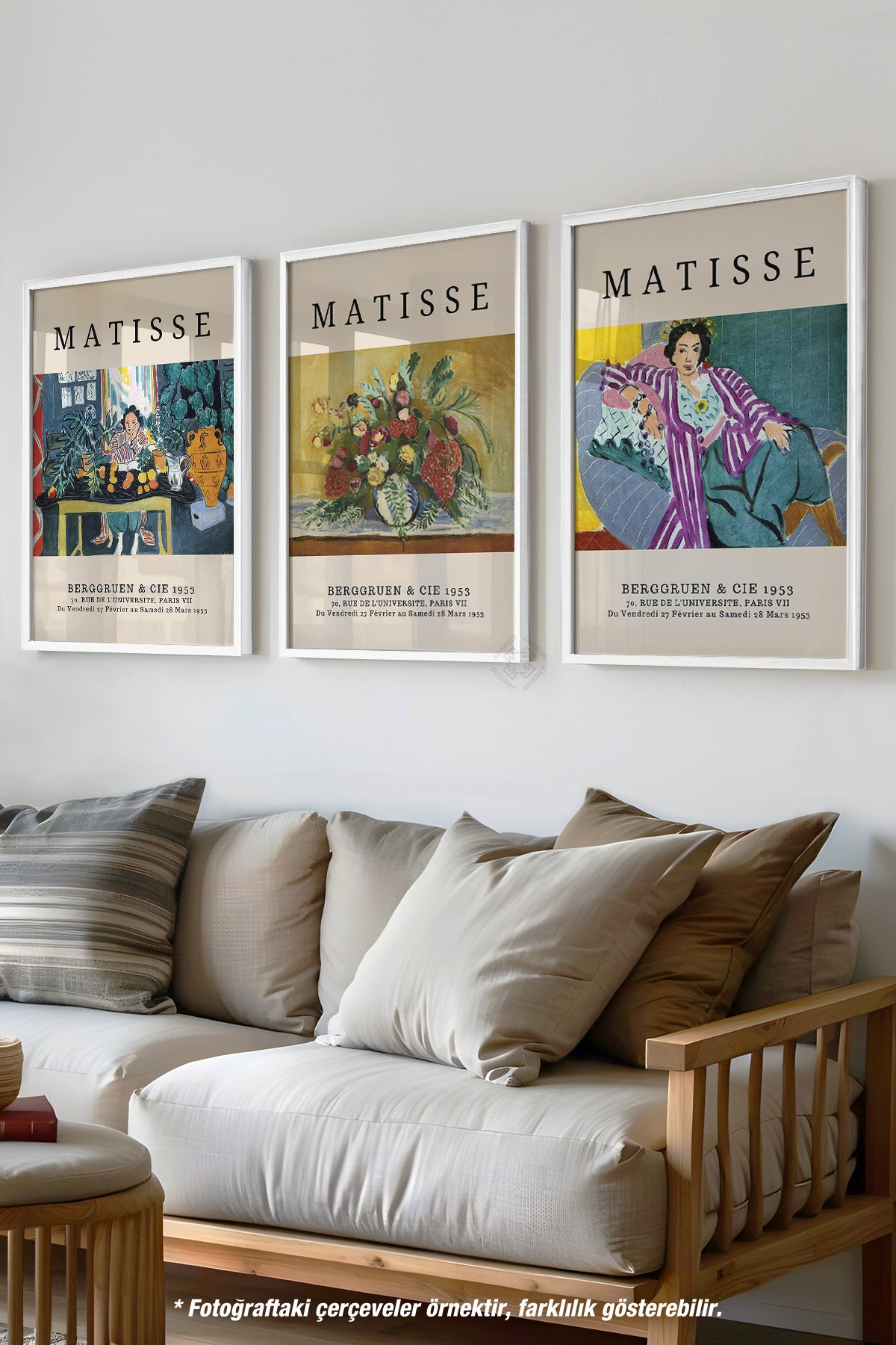 Matisse 3'lü Beyaz Çerçeveli Poster, Tablo Seti No:12