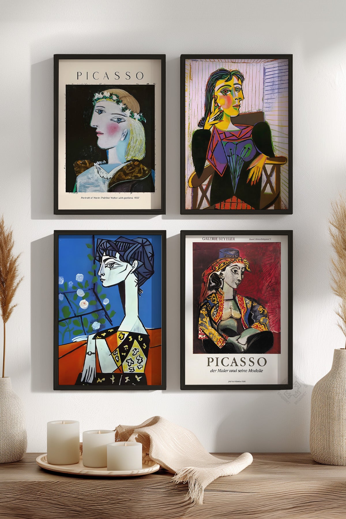 Picasso Sanatsal 4'lü Siyah Çerçeveli Poster, Tablo Seti No:39