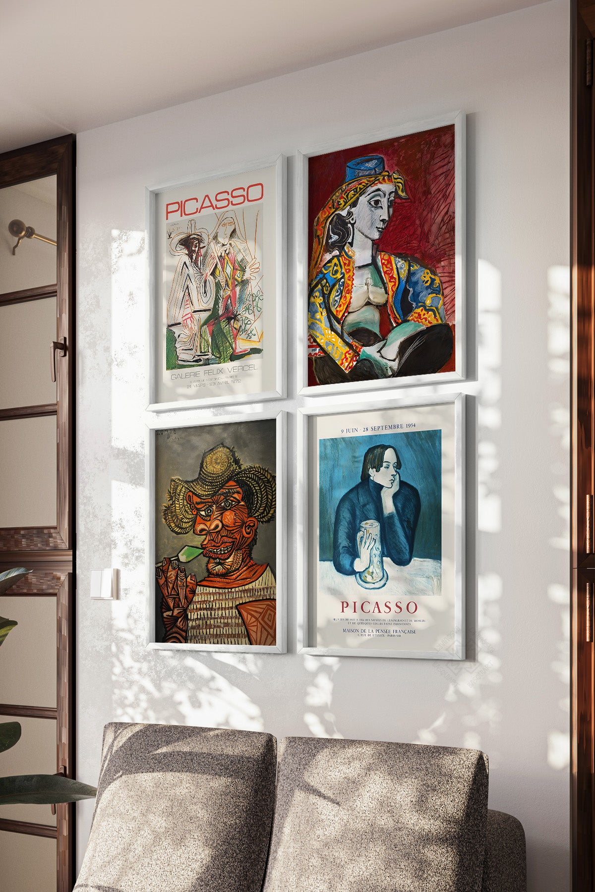 Picasso Sanatsal 4'lü Beyaz Çerçeveli Poster, Tablo Seti No:37
