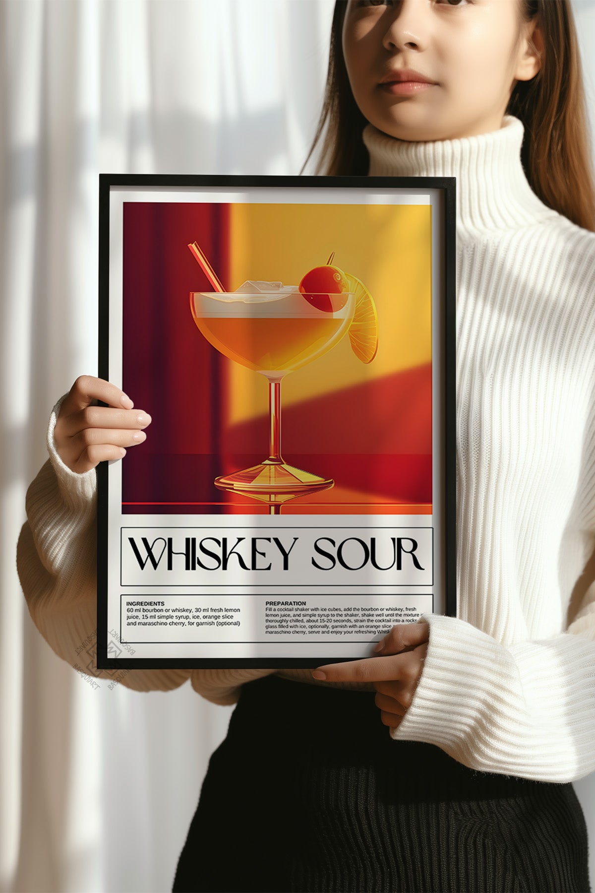 Kokteyl Serisi Siyah Çerçeveli Poster, Tablo, Cafe, Restoran, Mutfak Duvar Dekoru No:10