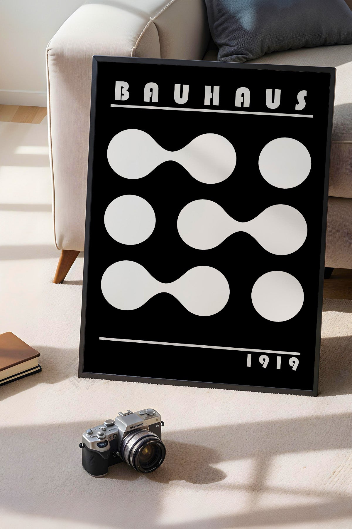 Bauhaus Serisi Siyah Çerçeveli Poster, Tablo No:52