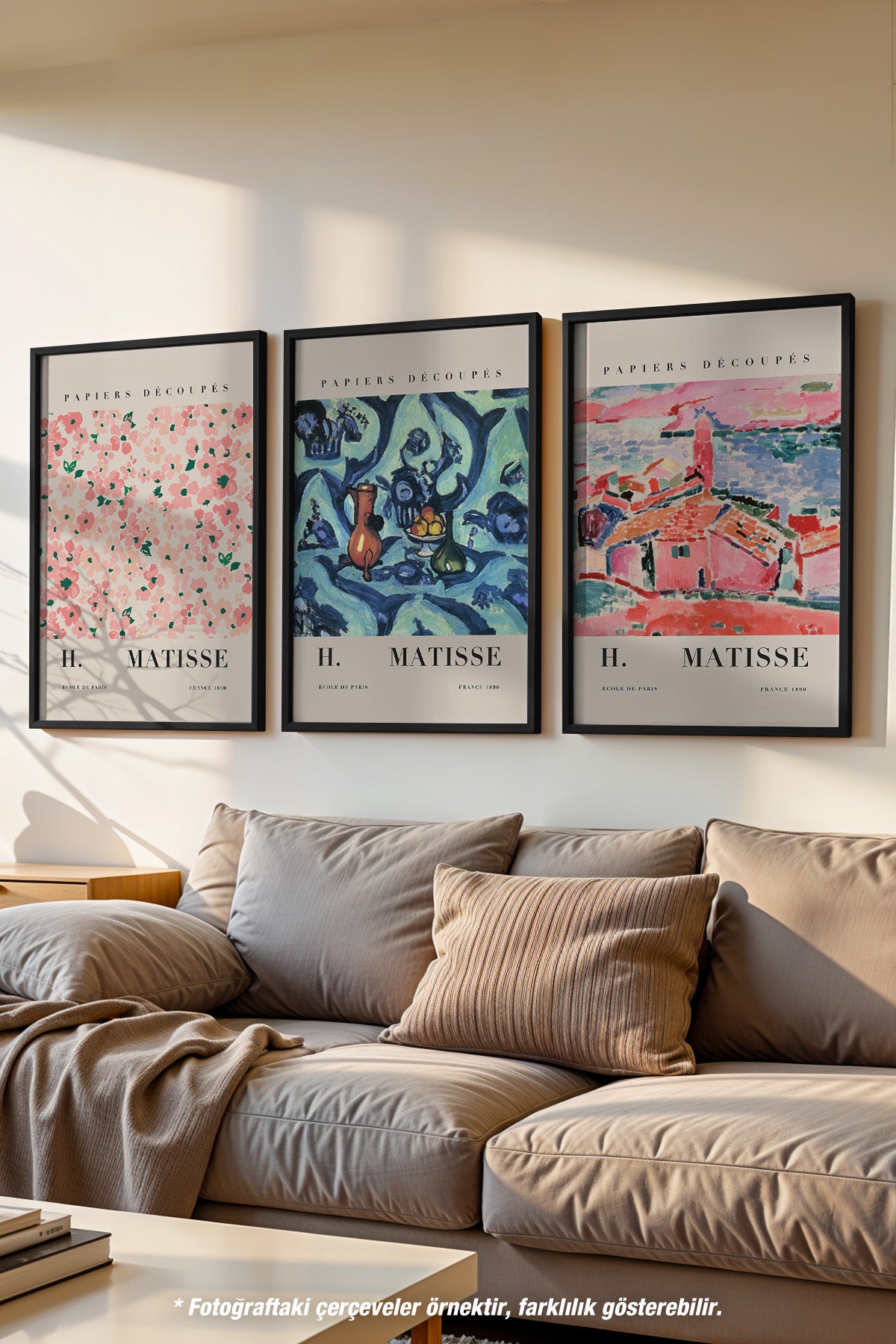 H Matisse 3'lü Siyah Çerçeveli Poster, Tablo Seti No:17