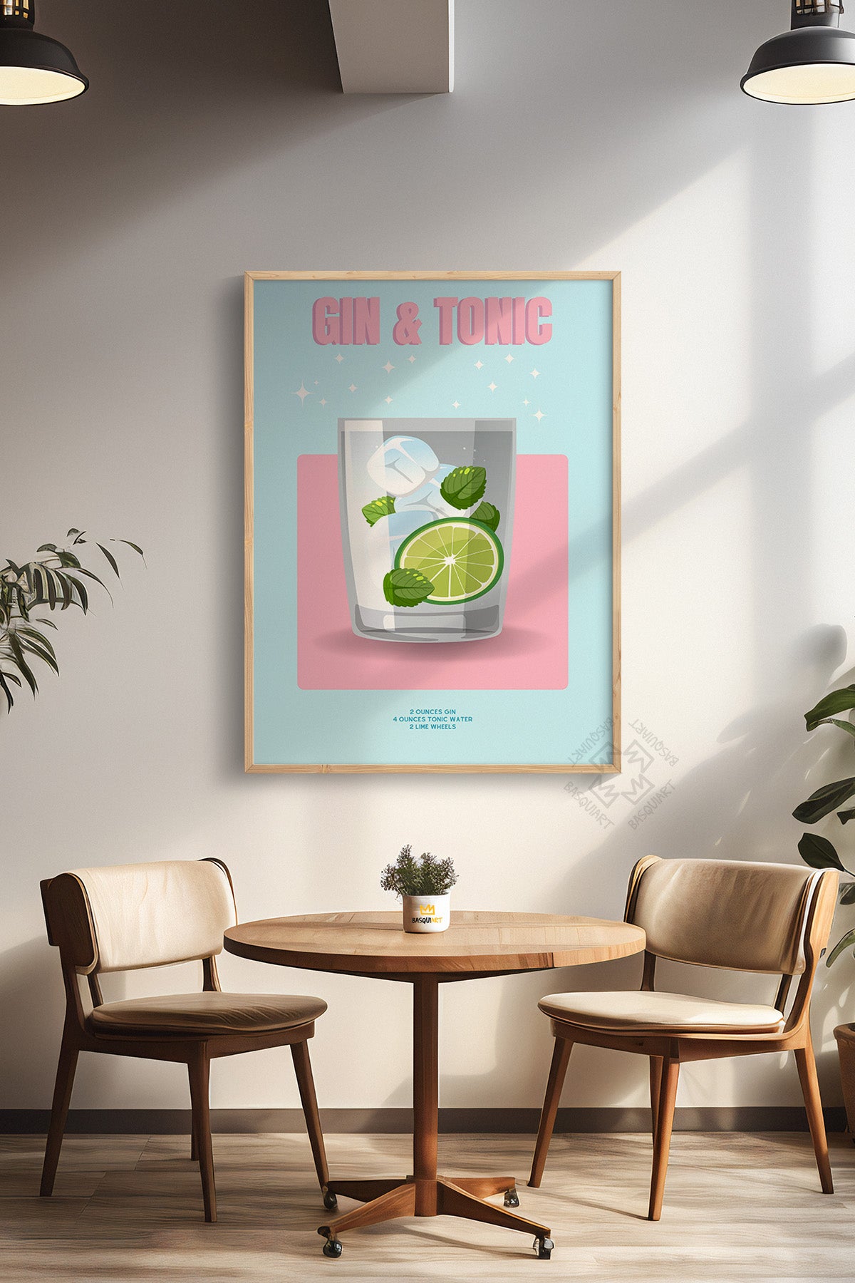 Kokteyl Serisi Ahşap Çerçeveli Poster, Tablo, Cafe, Restoran, Mutfak Duvar Dekoru No:57