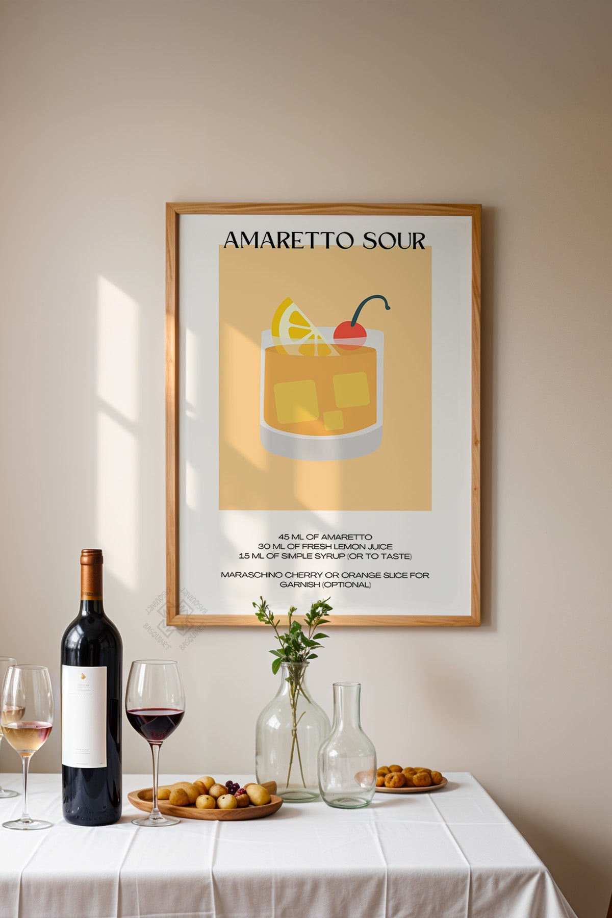 Kokteyl Serisi Ahşap Çerçeveli Poster, Tablo, Cafe, Restoran, Mutfak Duvar Dekoru No:17