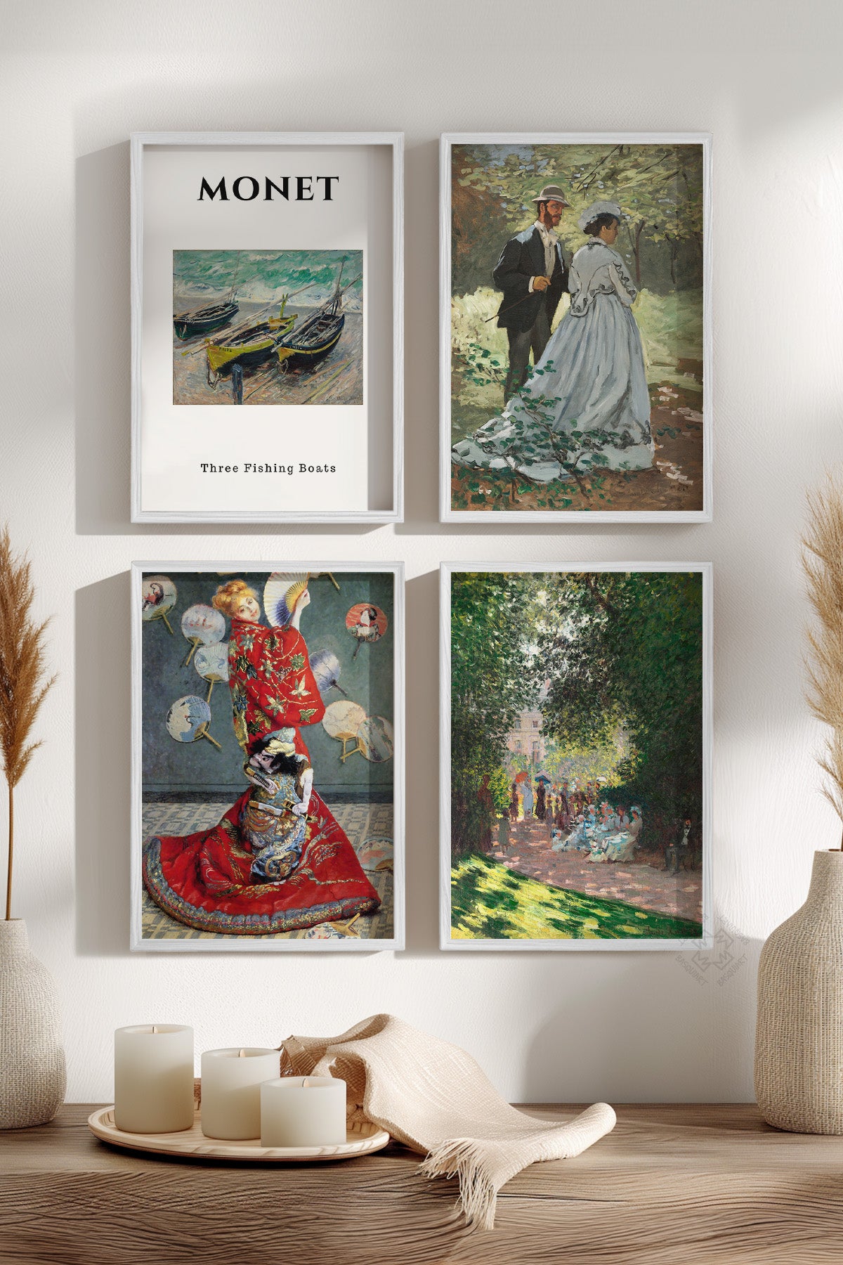 Monet 4'lü Beyaz Çerçeveli Poster, Tablo Seti No:53